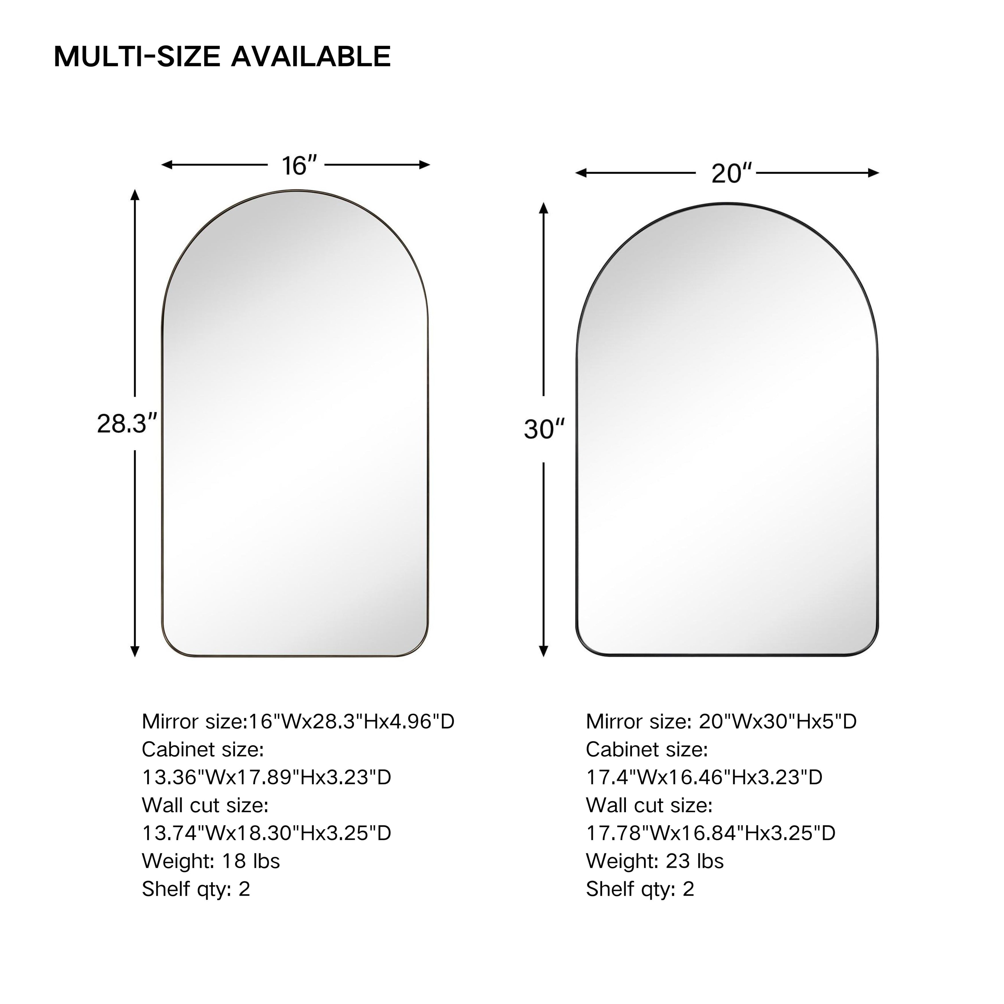 TEHOME Aristes Recessed Framed Medicine Cabinet with Mirror and Adjustable Shelves