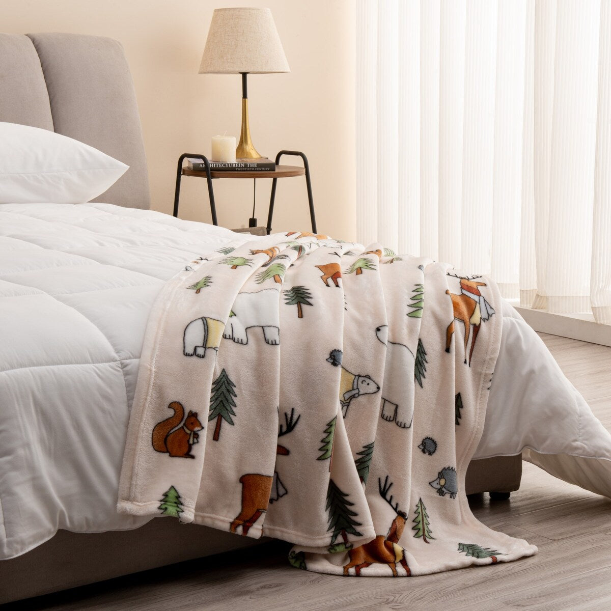 Luxurious Velvet Plush Fleece Holiday Printed Bed Blanket