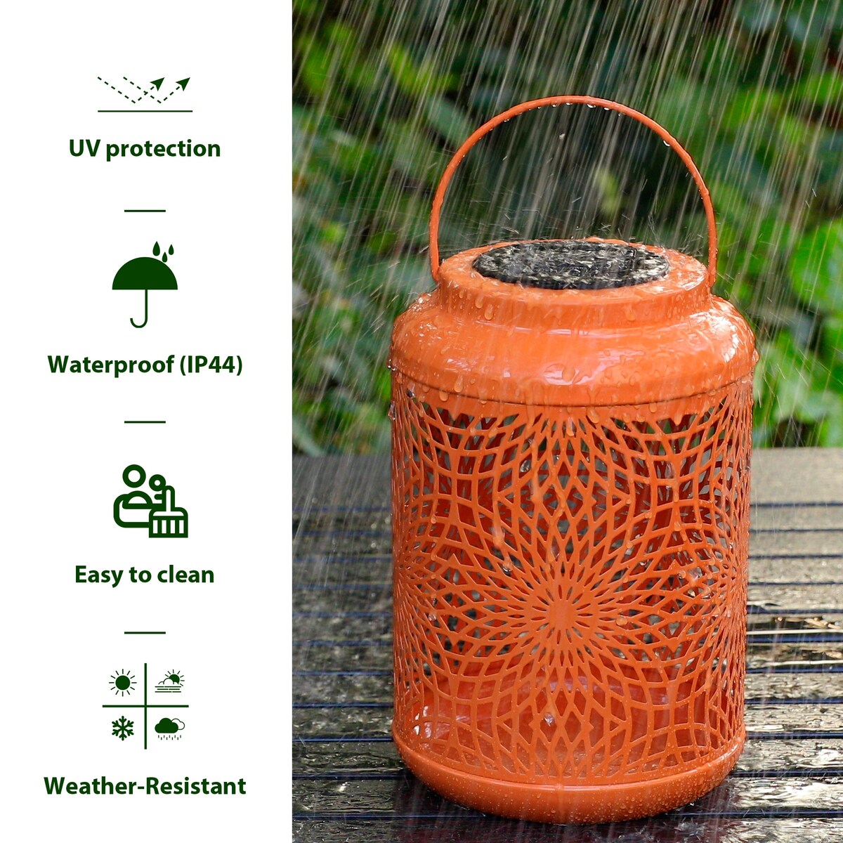 Glitzhome 8.75H Outdoor Metal Solar Hanging Lantern with LED lights