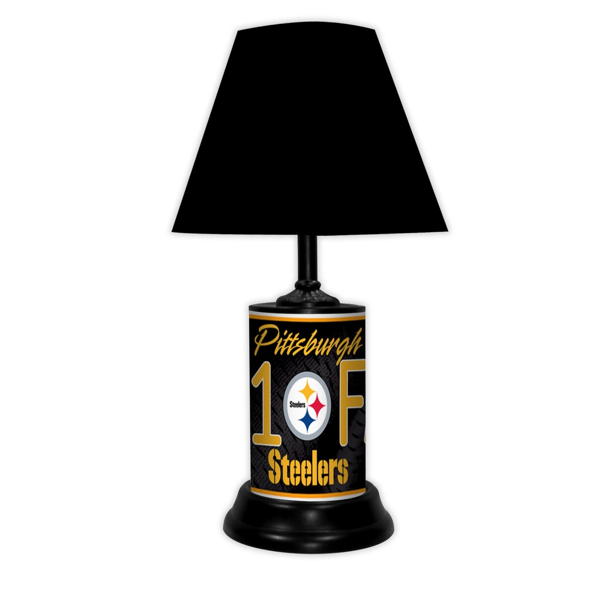 NFL 18-inch Desk/Table Lamp with Shade, #1 Fan with Team Logo, Pittsburgh Steelers - 18x10x10