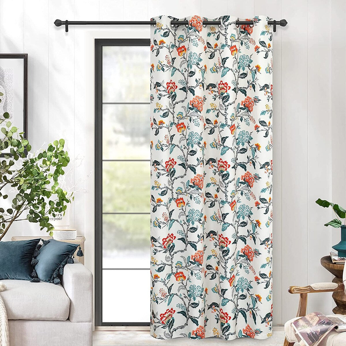 DriftAway Ada Floral Botanical Print Flower Leaf Lined Blackout Window Curtains