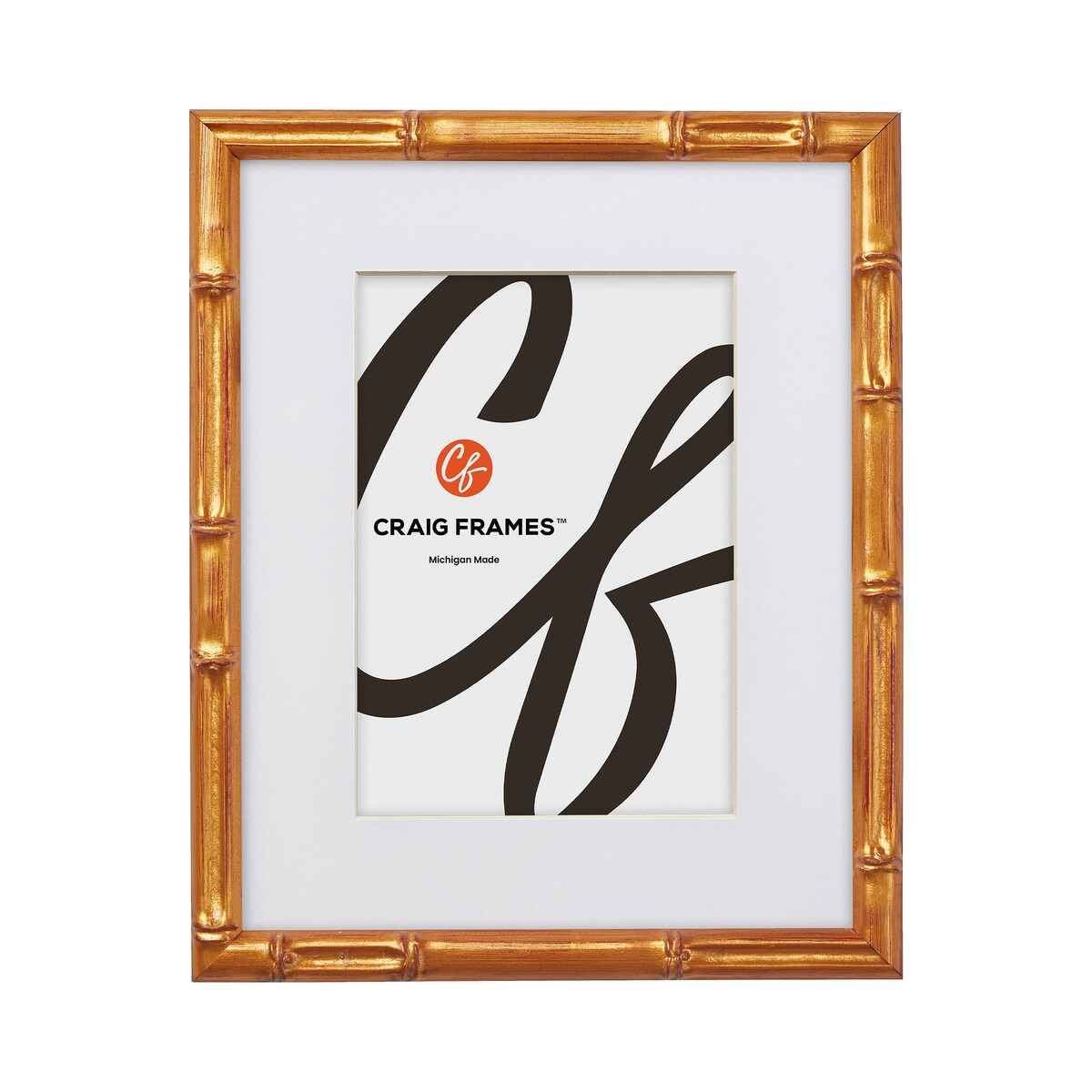 Craig Frames Vintage Bamboo, Picture Frame Matted for a Photo, Tropical Gold