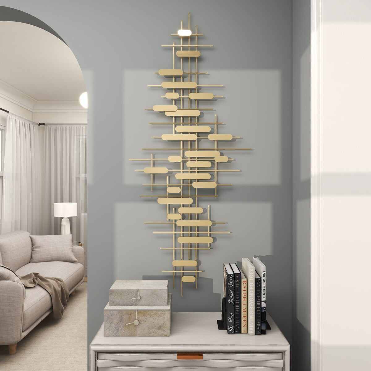 Metal Geometric Geometric Layered Home Wall Decor - Gold - CosmoLiving by Cosmopolitan