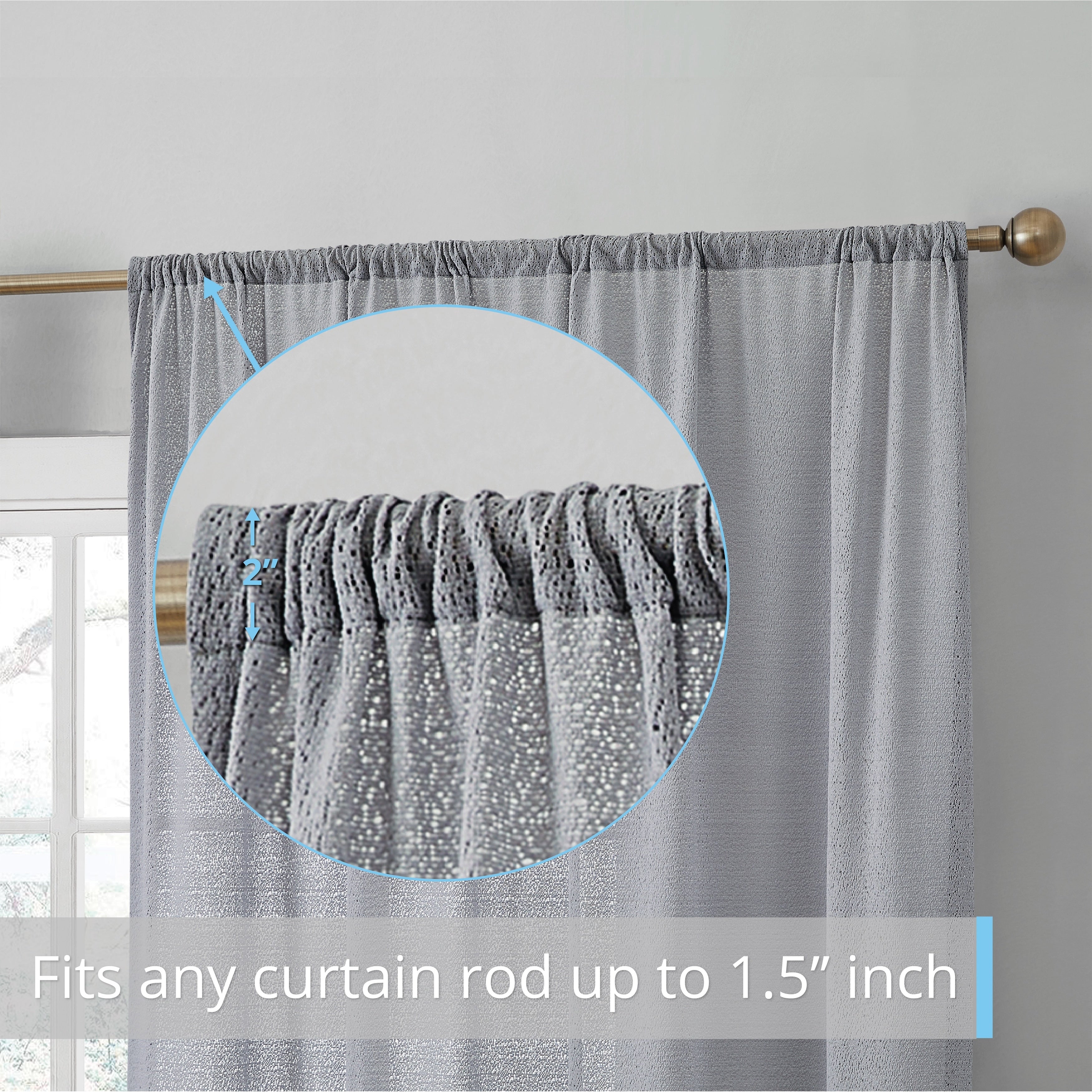 HLC.me Monaco Premium Soft Decorative Ombre Lace Semi Sheer Light Filtering Rod Pocket Window Curtain Panels - Set of 2