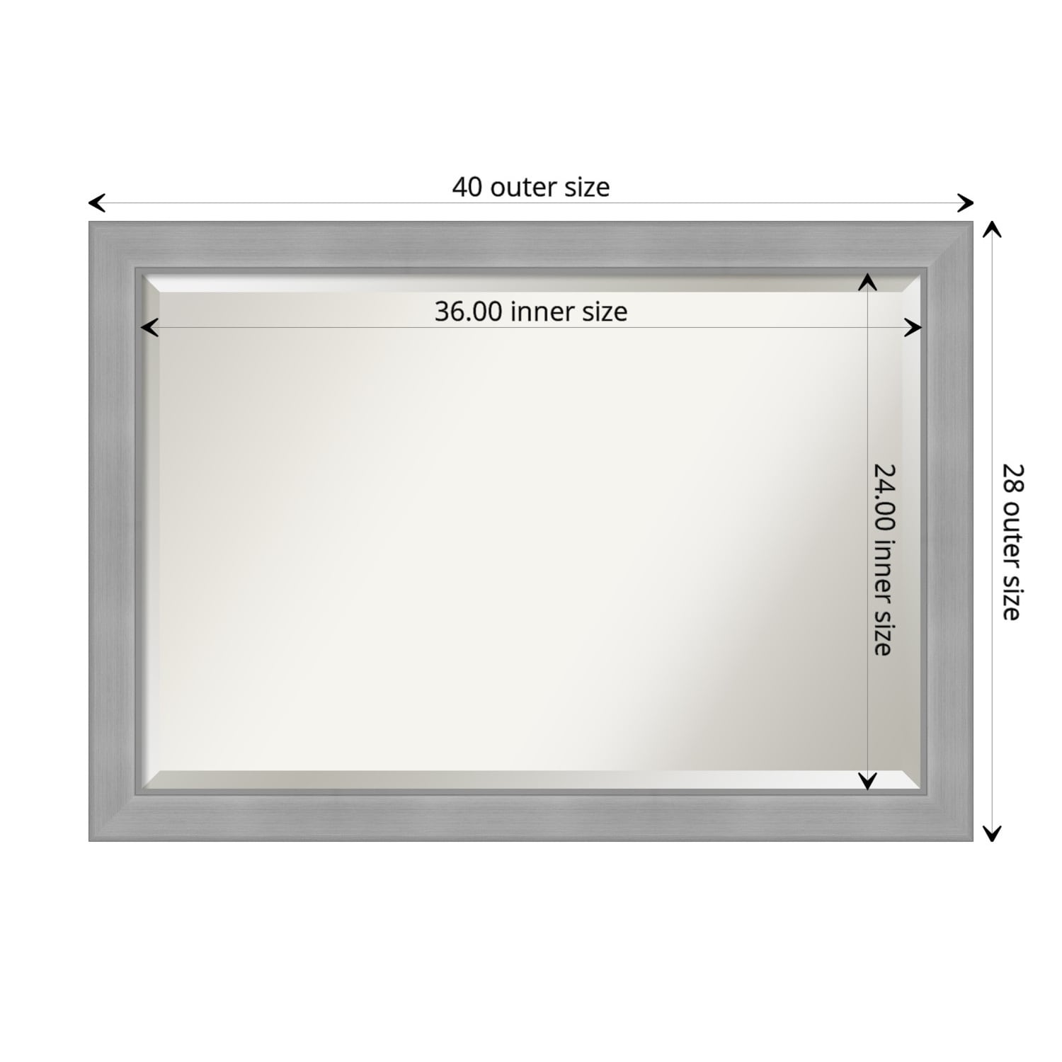 Beveled Bathroom Wall Mirror - Vista Brushed Nickel Frame