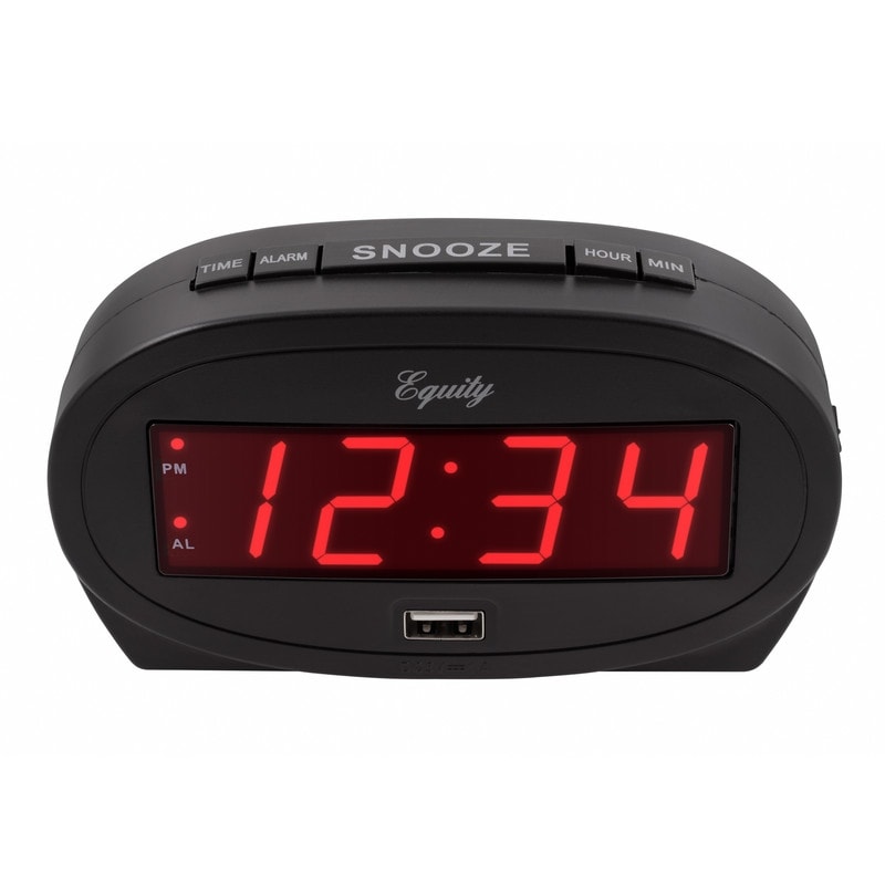 Equity by La Crosse 0.9 In. Red LED alarm clock with USB port