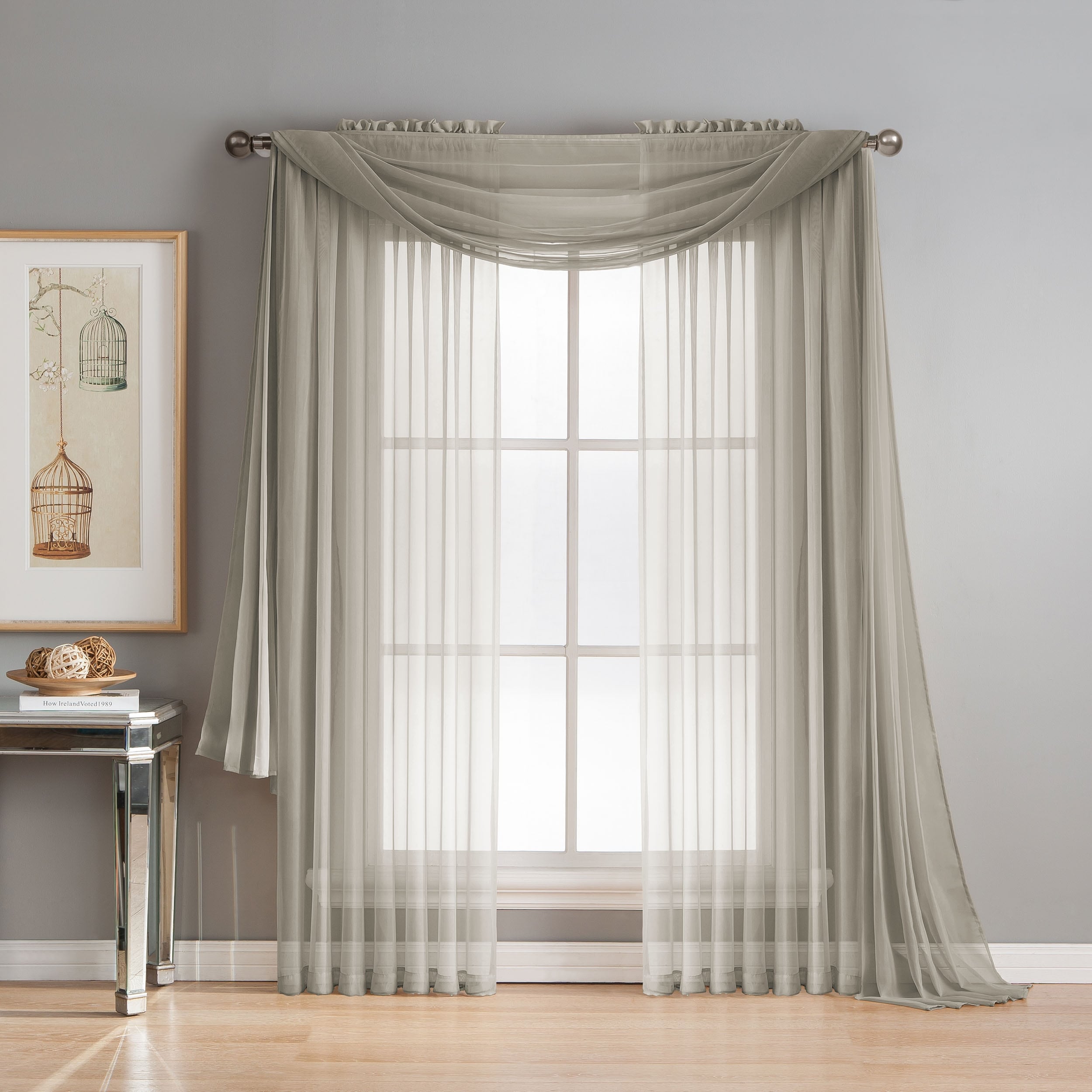 Window Elements Diamond Sheer Voile Extra Wide, 56 Inch Wide. Rod Pocket Curtain Panel