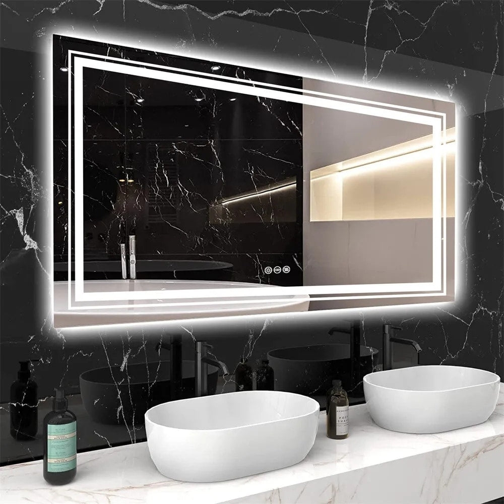 Extra Large LED Lighted Bathroom Mirror Wall Anti-Fog Vanity 3 Colors