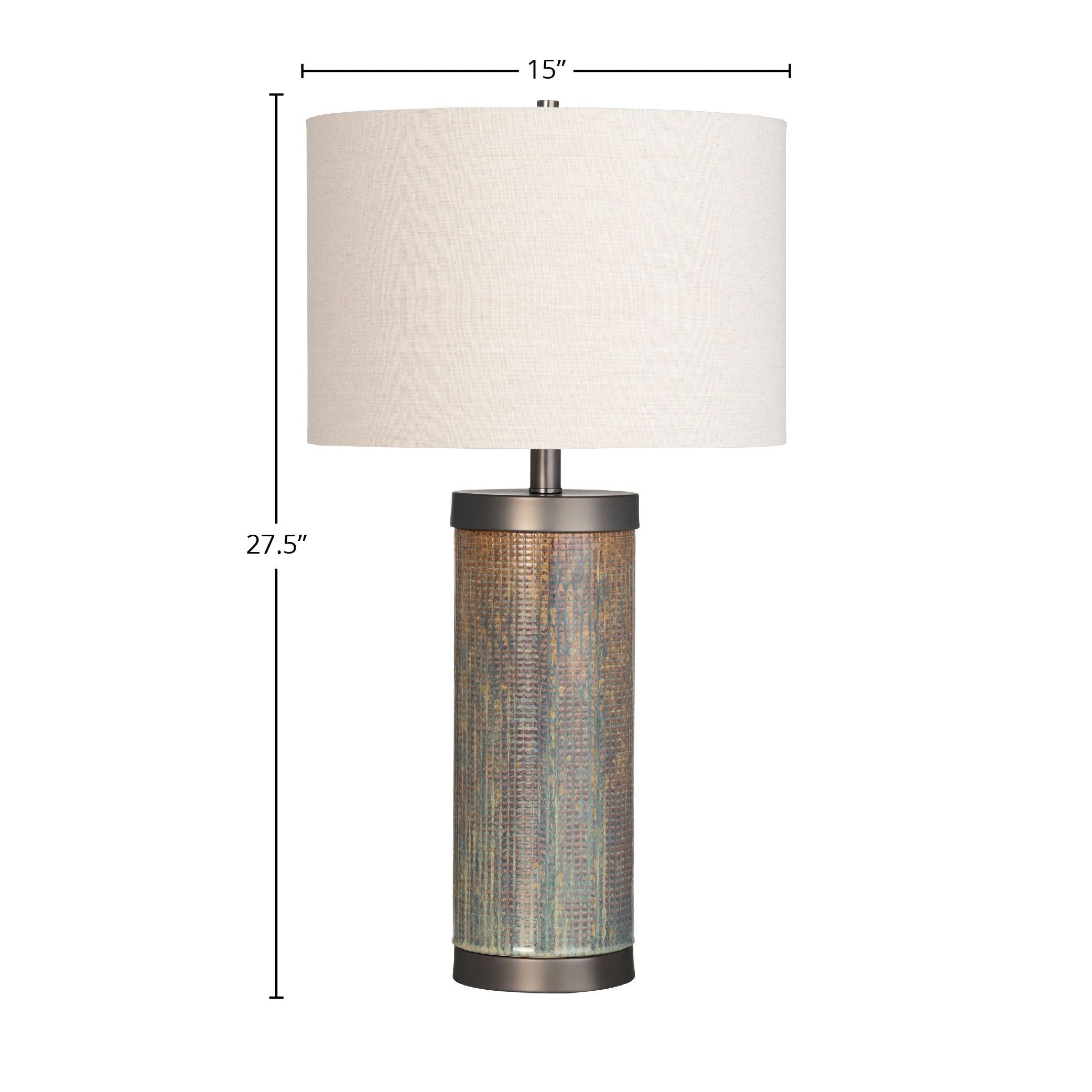 James 28 Table Lamp with Drum Shade, Gray - Set of 2