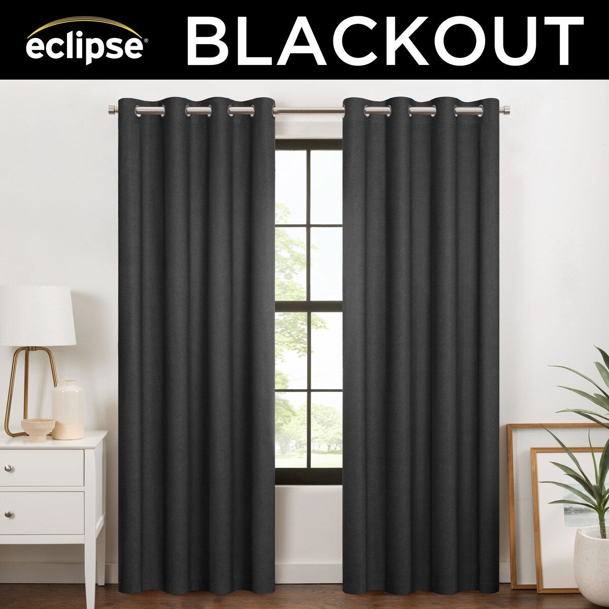 Eclipse Blackout Curtains, Larissa Solid Grommet Curtains