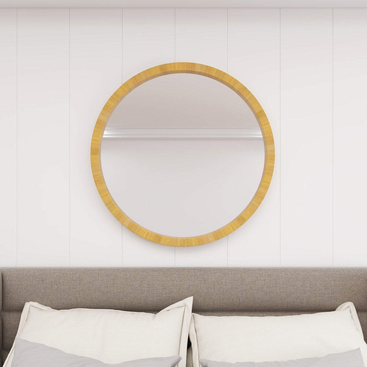 Wood Minimalistic Room Wall Mirror - Brown - Roche River Decor