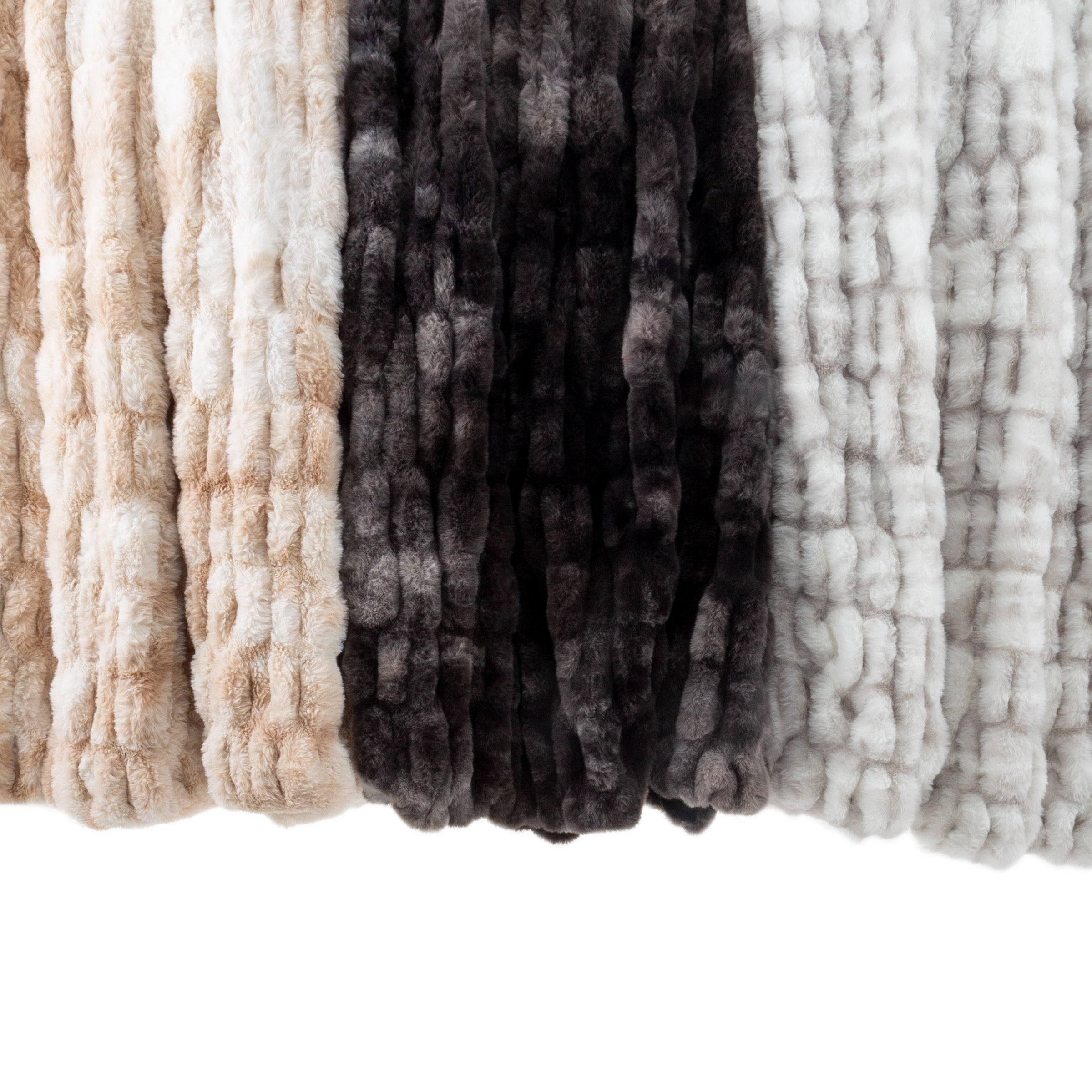 Oversized Ruched Faux Fur Blanket - 60x80-Inch Queen-Size Throw by Lavish Home