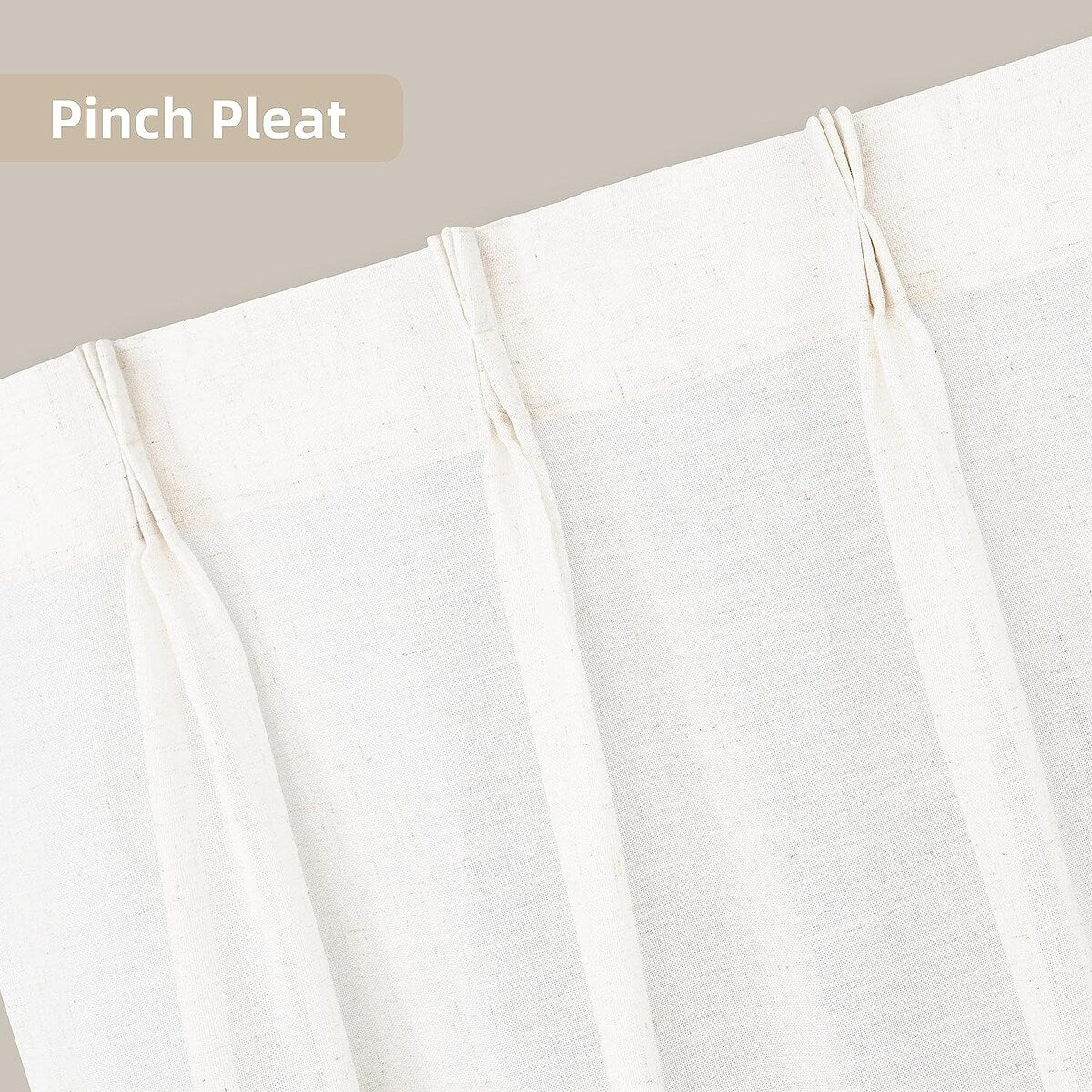 DriftAway Pinch Pleat Linen Textured Semi Sheer Solid Curtains Back Tabs