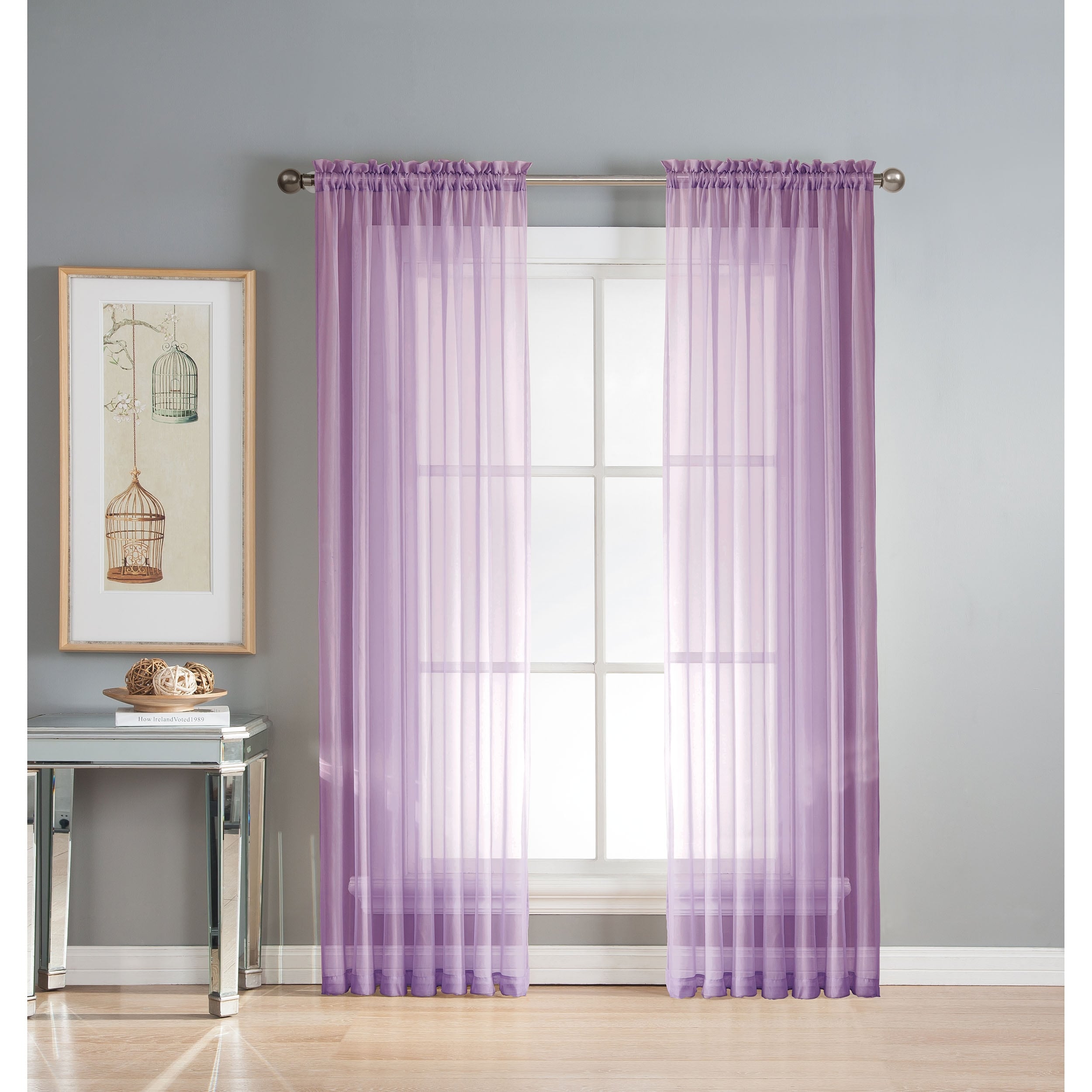 Window Elements Diamond Sheer Voile Extra Wide, 56 Inch Wide. Rod Pocket Curtain Panel