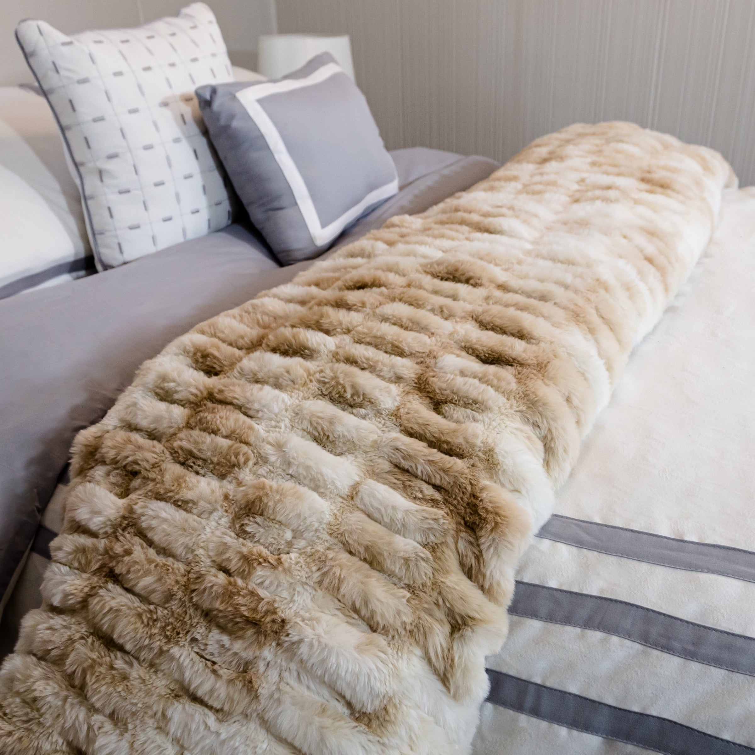 Oversized Ruched Faux Fur Blanket - 60x80-Inch Queen-Size Throw by Lavish Home