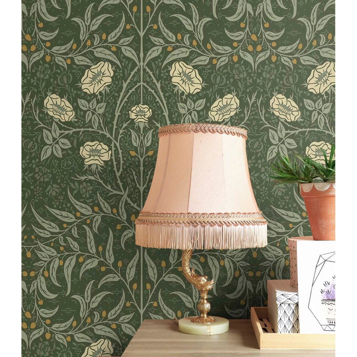 NextWall Stenciled Floral Peel and Stick Wallpaper