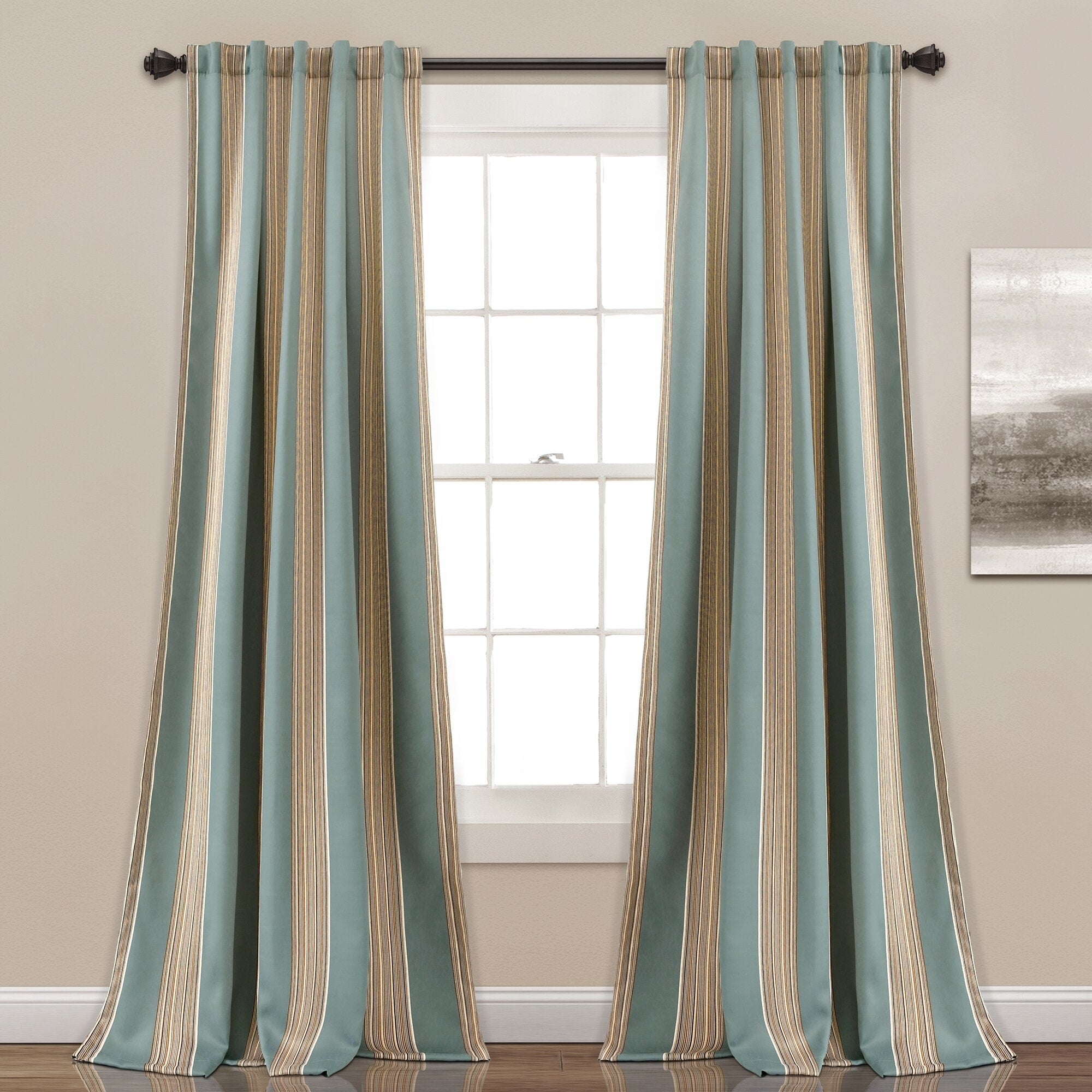 Lush Decor Julia Striped Room Darkening Window Curtain Panel Pair