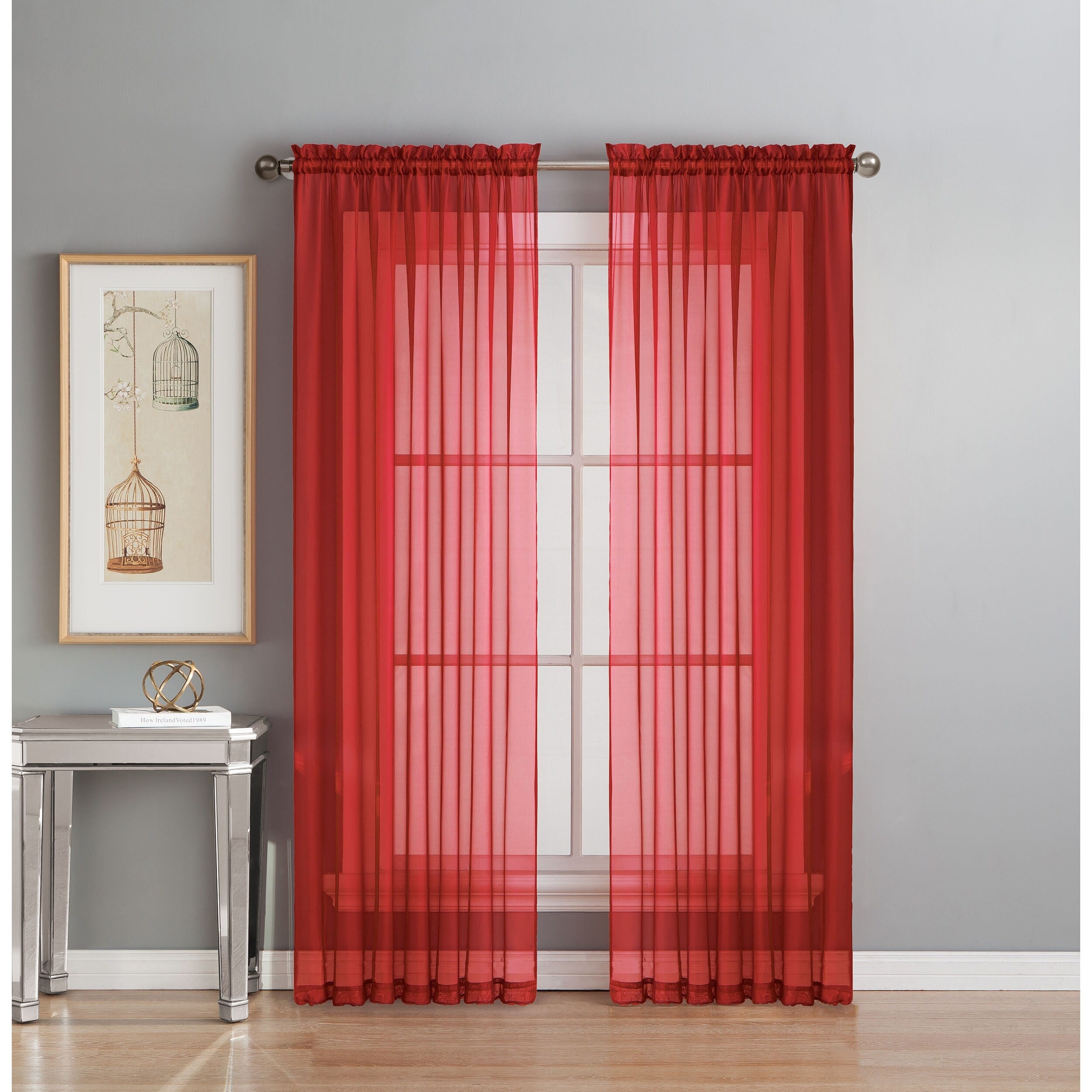 Window Elements Diamond Sheer Voile Extra Wide, 56 Inch Wide. Rod Pocket Curtain Panel