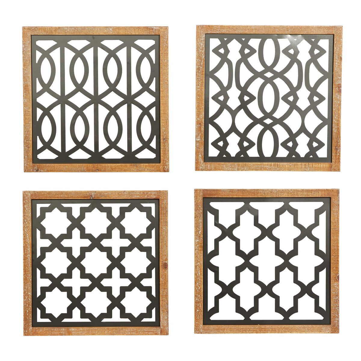 Metal Geometric Cut-out Home Wall Decor - Set of 4 Black - Roche River Decor