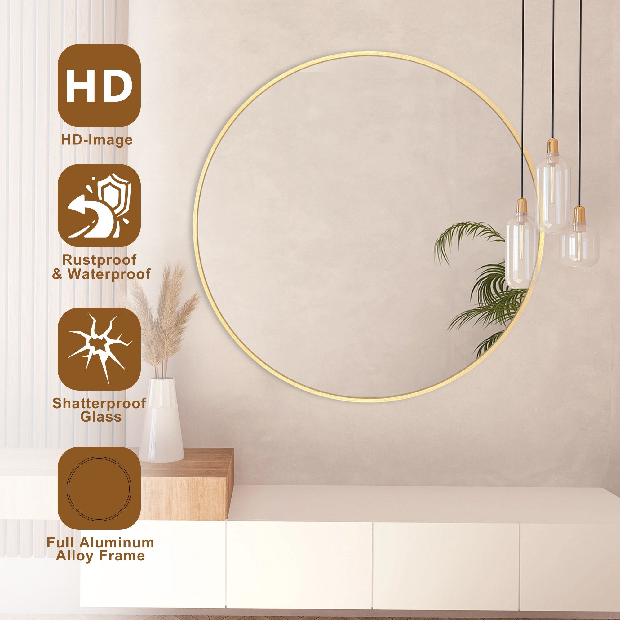 Modern Bathroom Wall Mounted Round Vanity Mirror