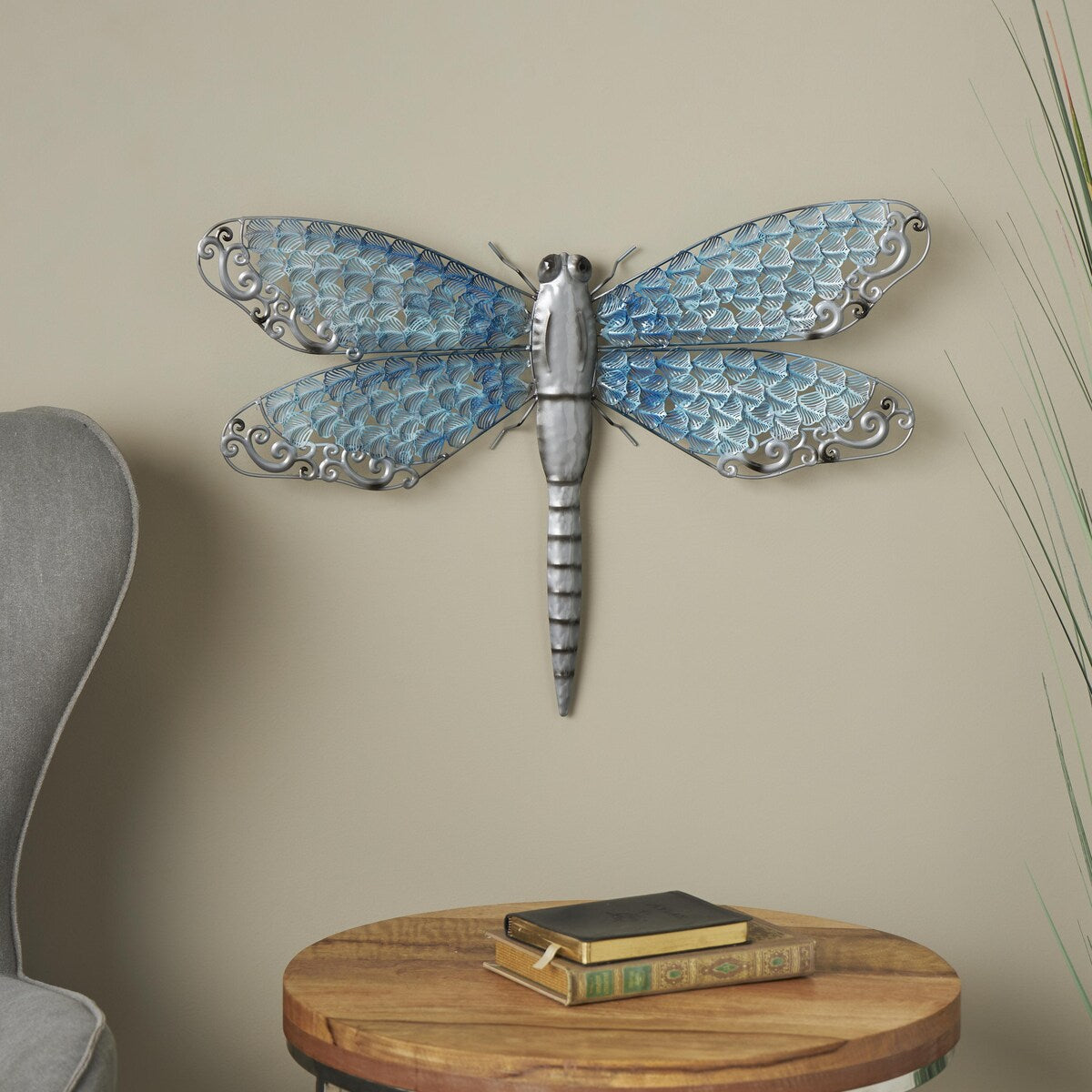 Metal Dragonfly Indoor Outdoor Home Wall Decor - Blue - Roche River Decor