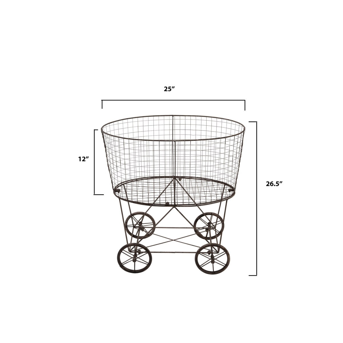 Metal Rolling Laundry Cart with Rack