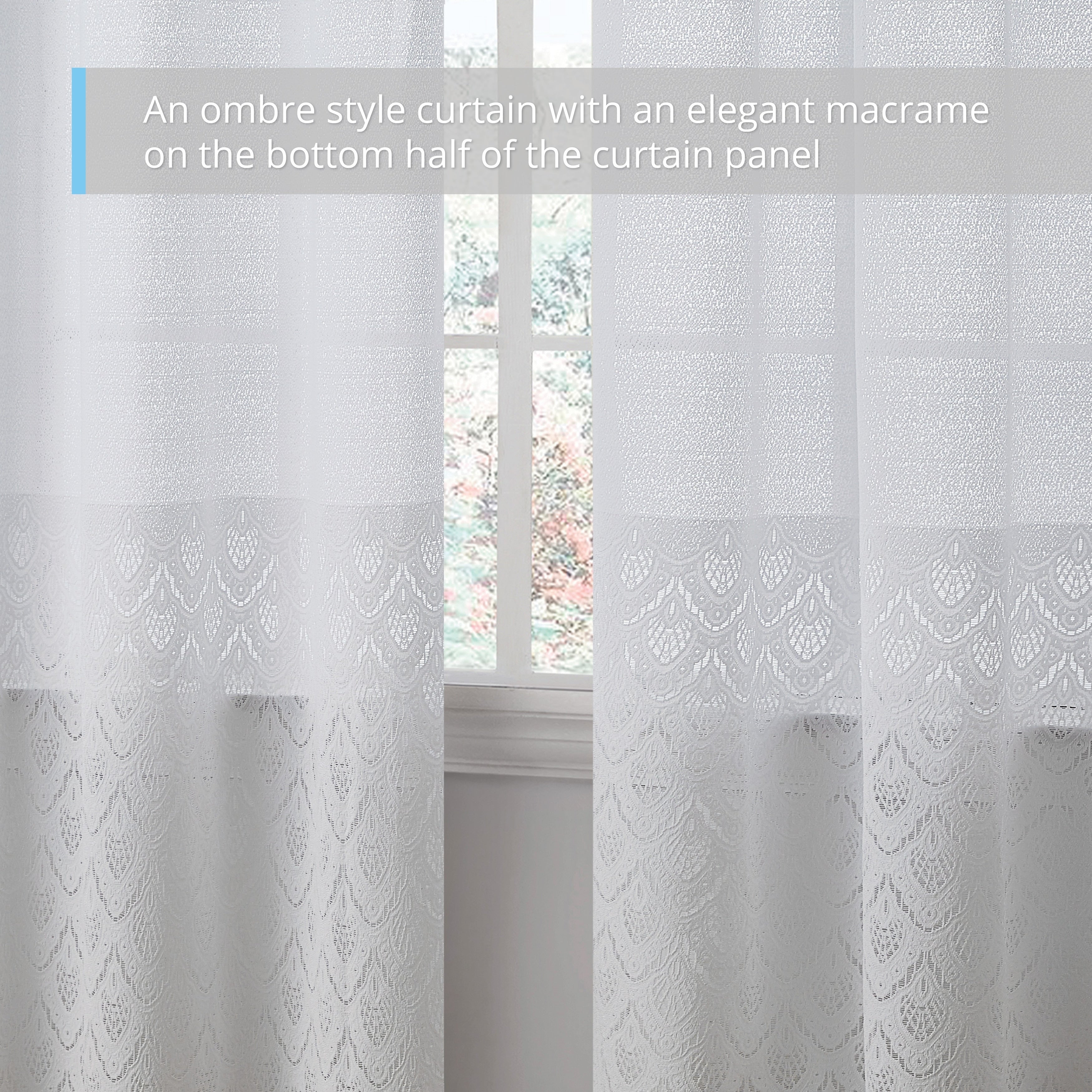 HLC.me Monaco Premium Soft Decorative Ombre Lace Semi Sheer Light Filtering Rod Pocket Window Curtain Panels - Set of 2