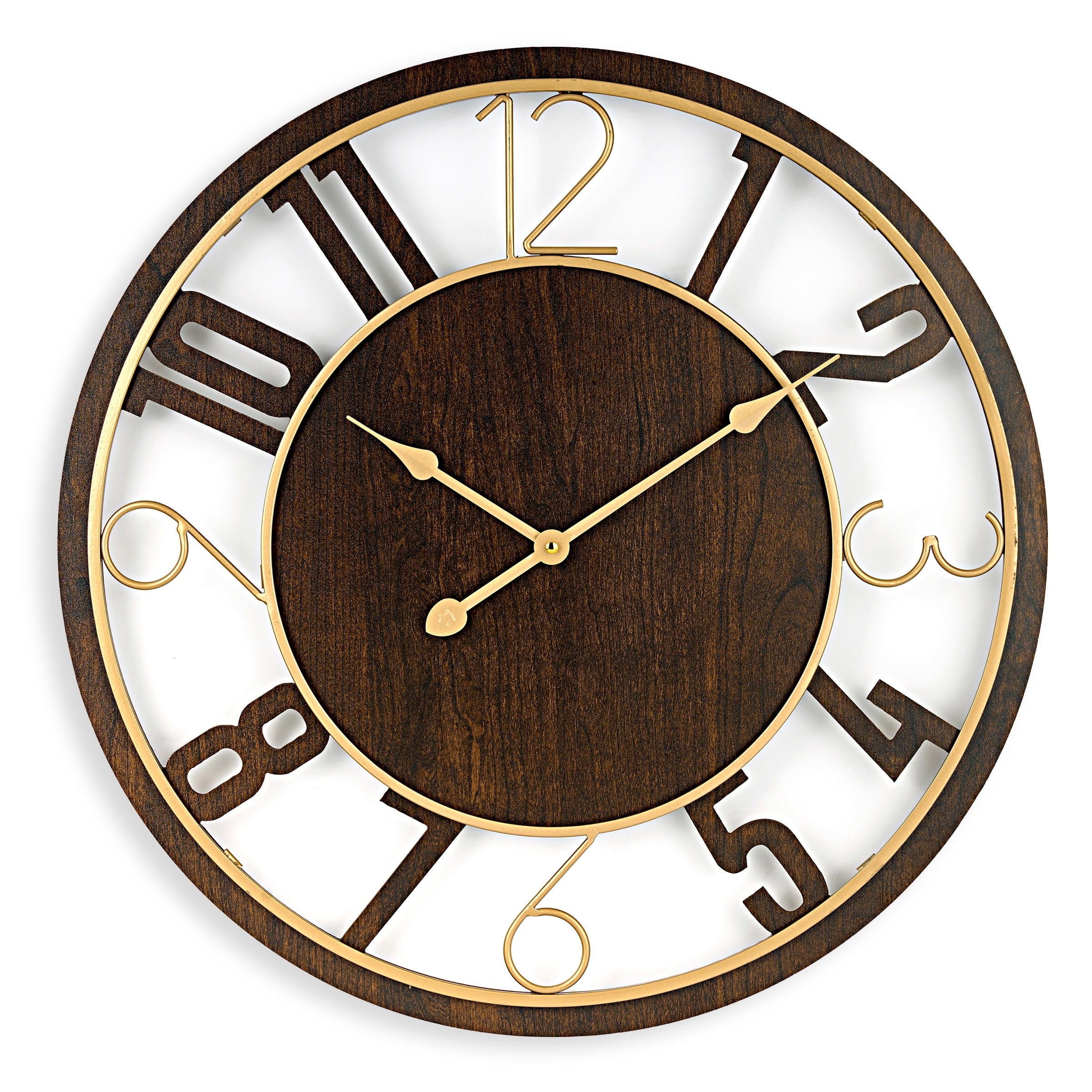 Sorbus Large 24 Decorative Round Wooden Analog Modern Wall Clock Battery Operated With Numeral Style Design