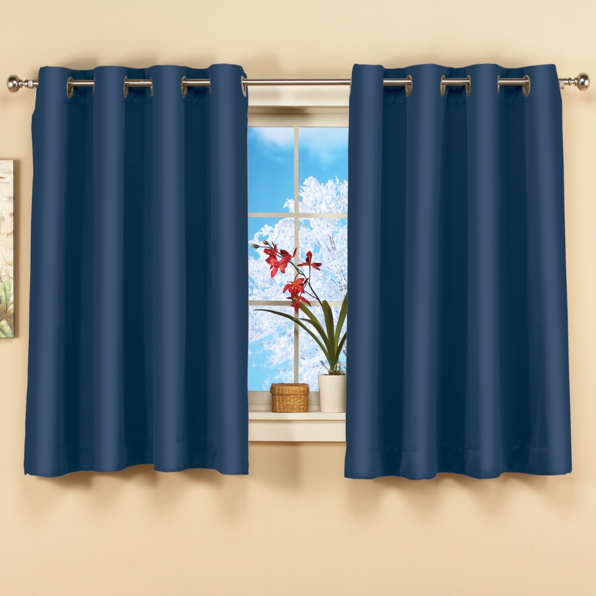 Short Blackout Window Curtain Panel with Easy Open-Close