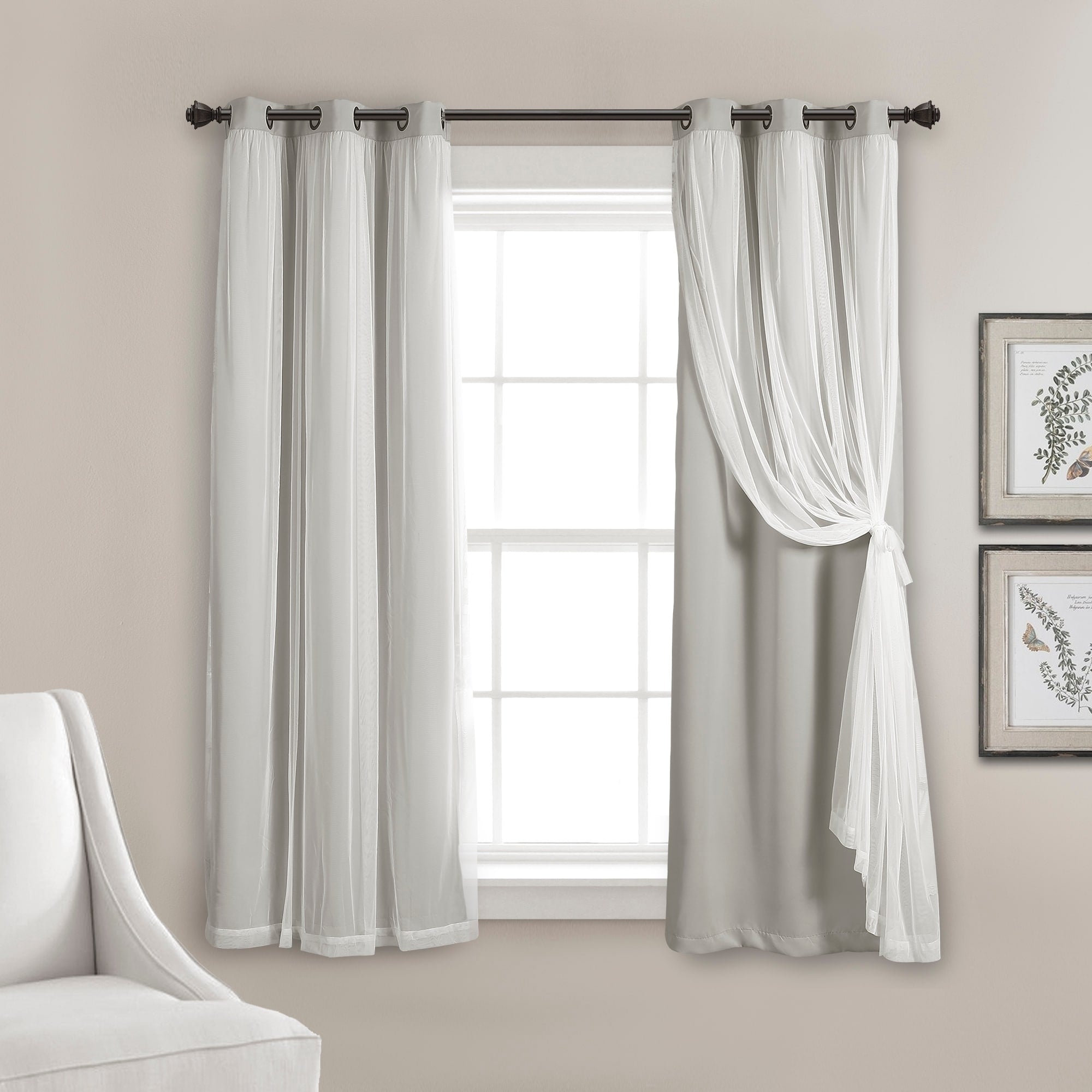 Lush Decor Grommet Sheer Panel Pair with Insulated Blackout Lining