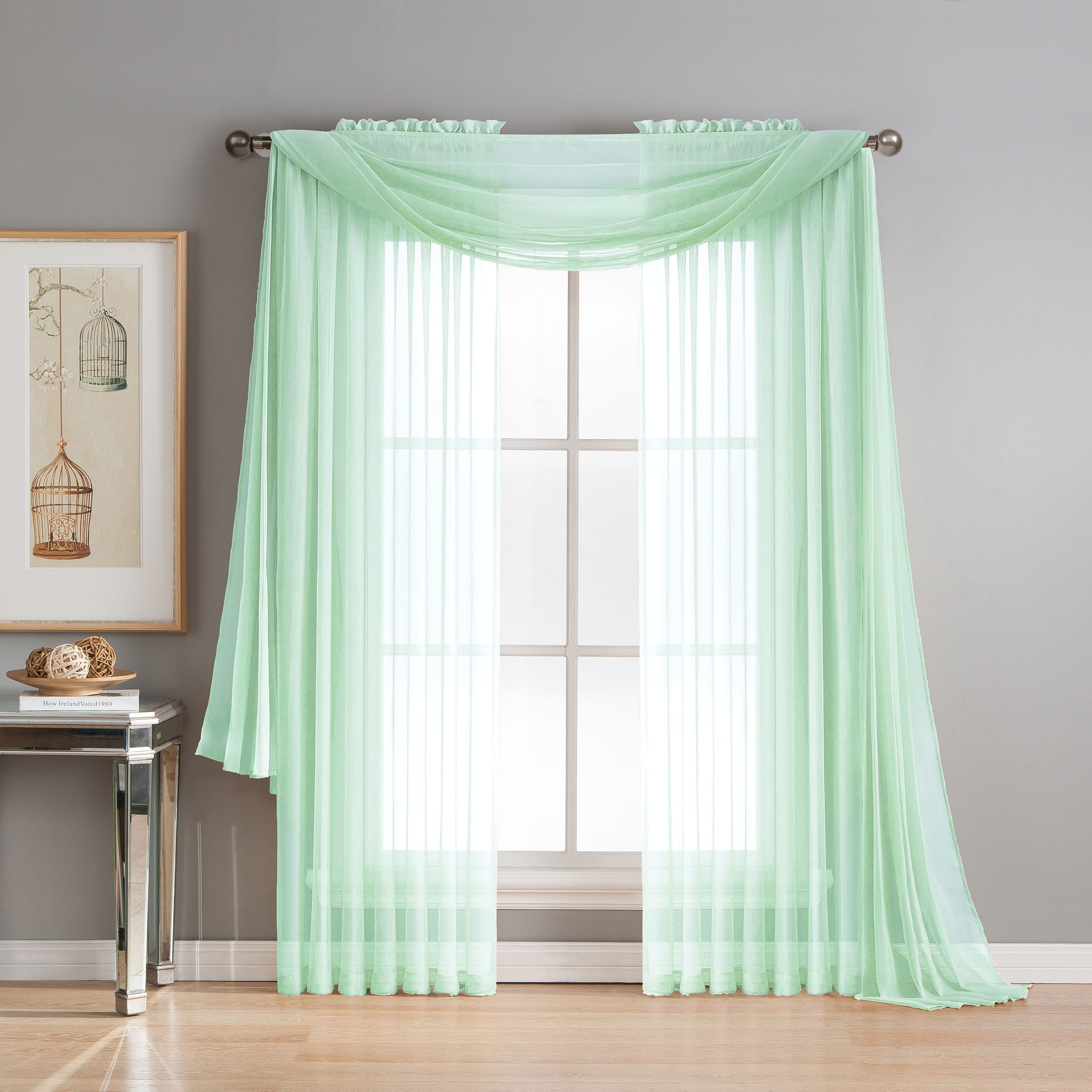 Window Elements Diamond Sheer Voile Extra Wide, 56 Inch Wide. Rod Pocket Curtain Panel