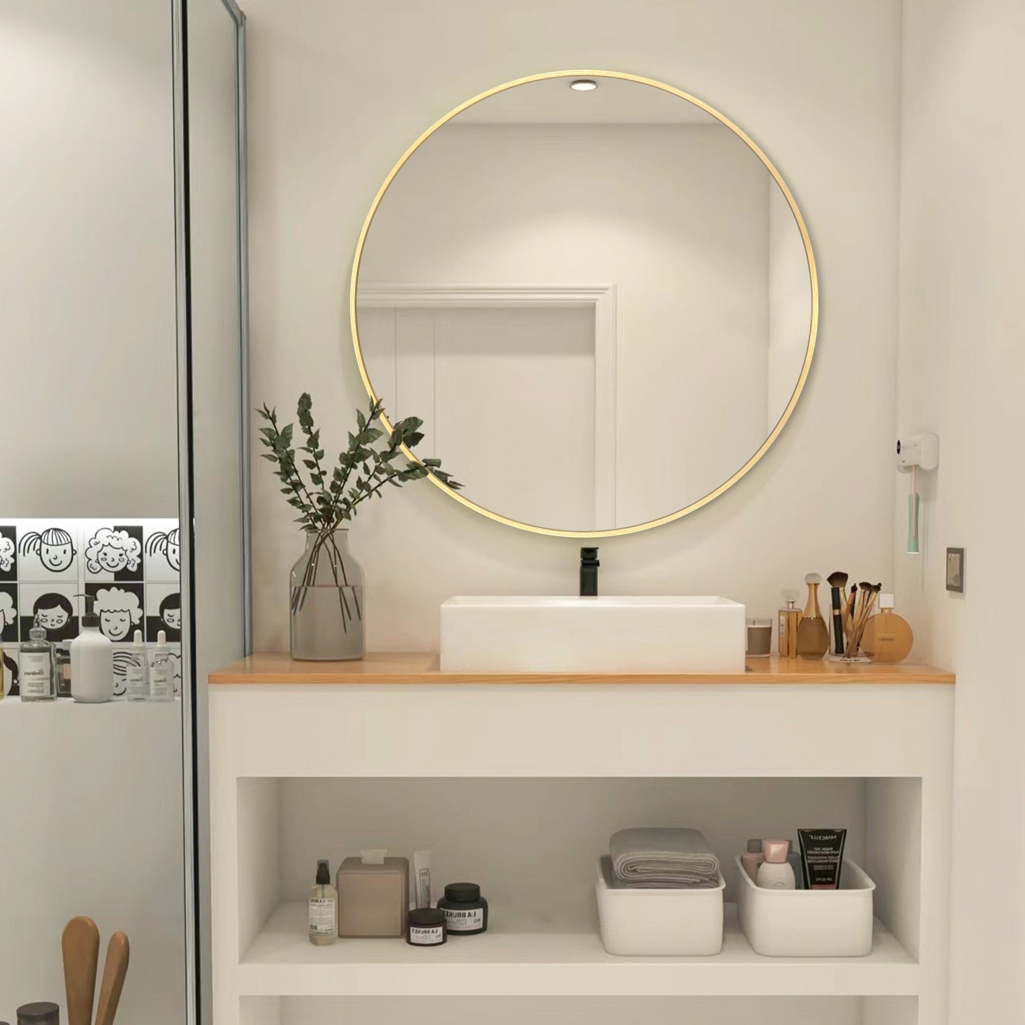 Modern Bathroom Wall Mounted Round Vanity Mirror