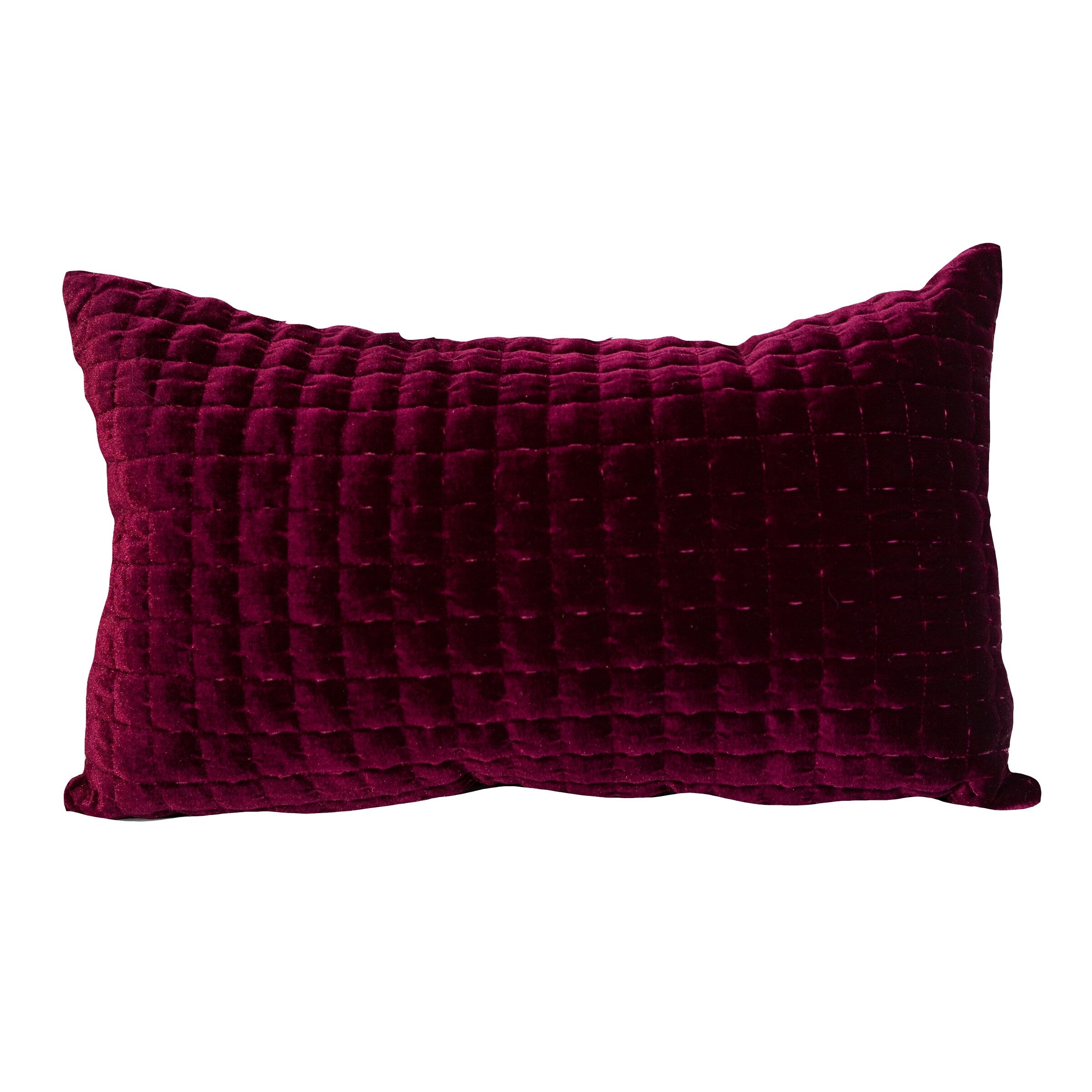 Layla Quilted Velvet Accent Pillow Cushion 12x20 Grey