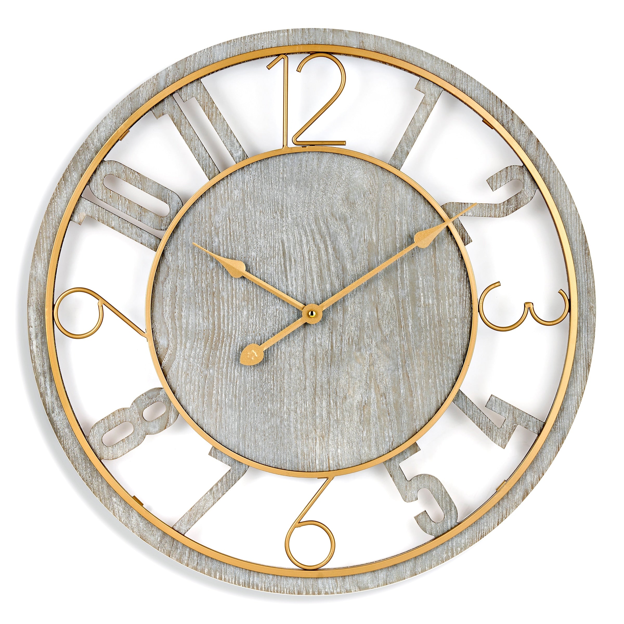 Sorbus Large 24 Decorative Round Wooden Analog Modern Wall Clock Battery Operated With Numeral Style Design