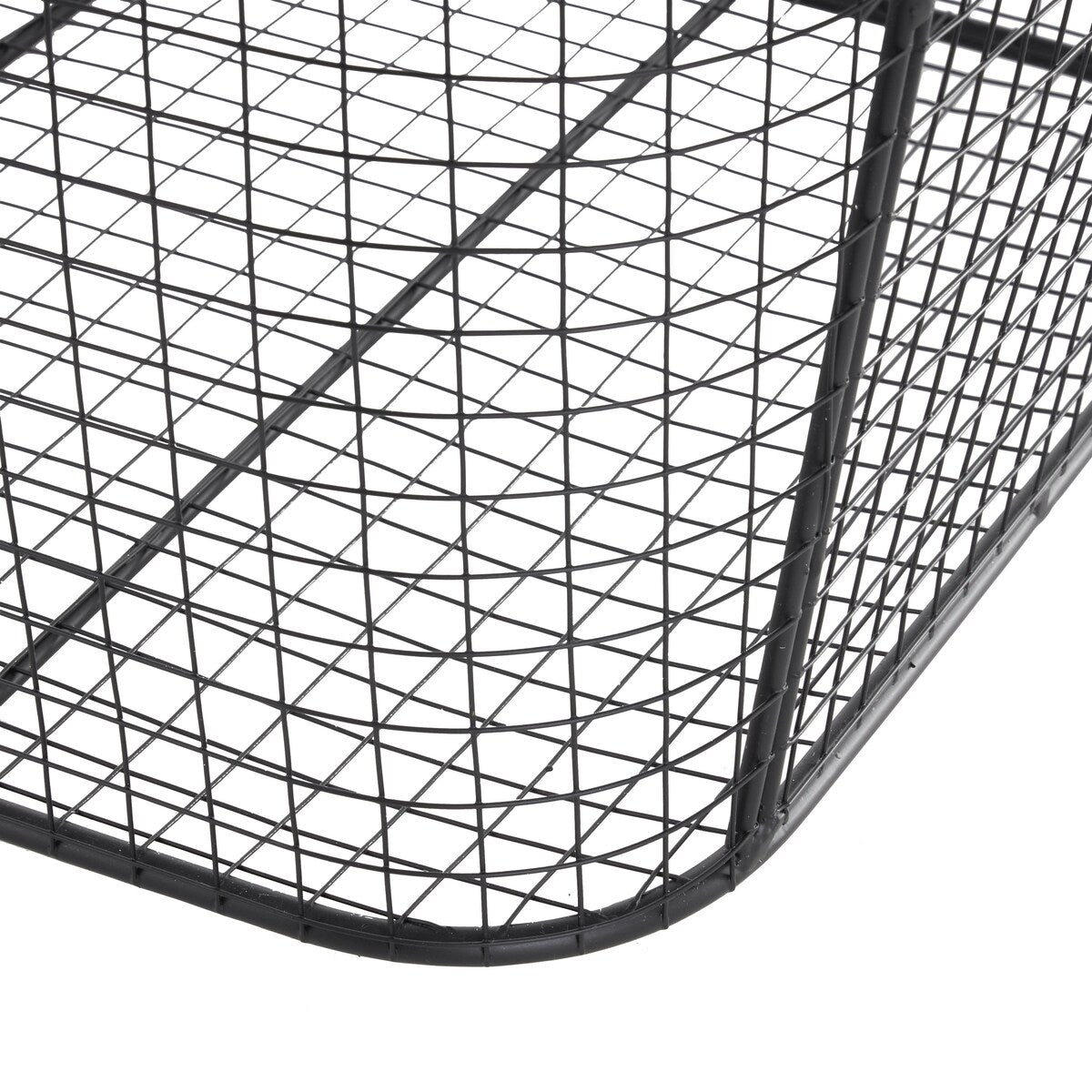 Metal Wire Grid Decorative and Functional Storage Basket with Curved Edges Ring Handles - Gold or Black - Roche River Decor