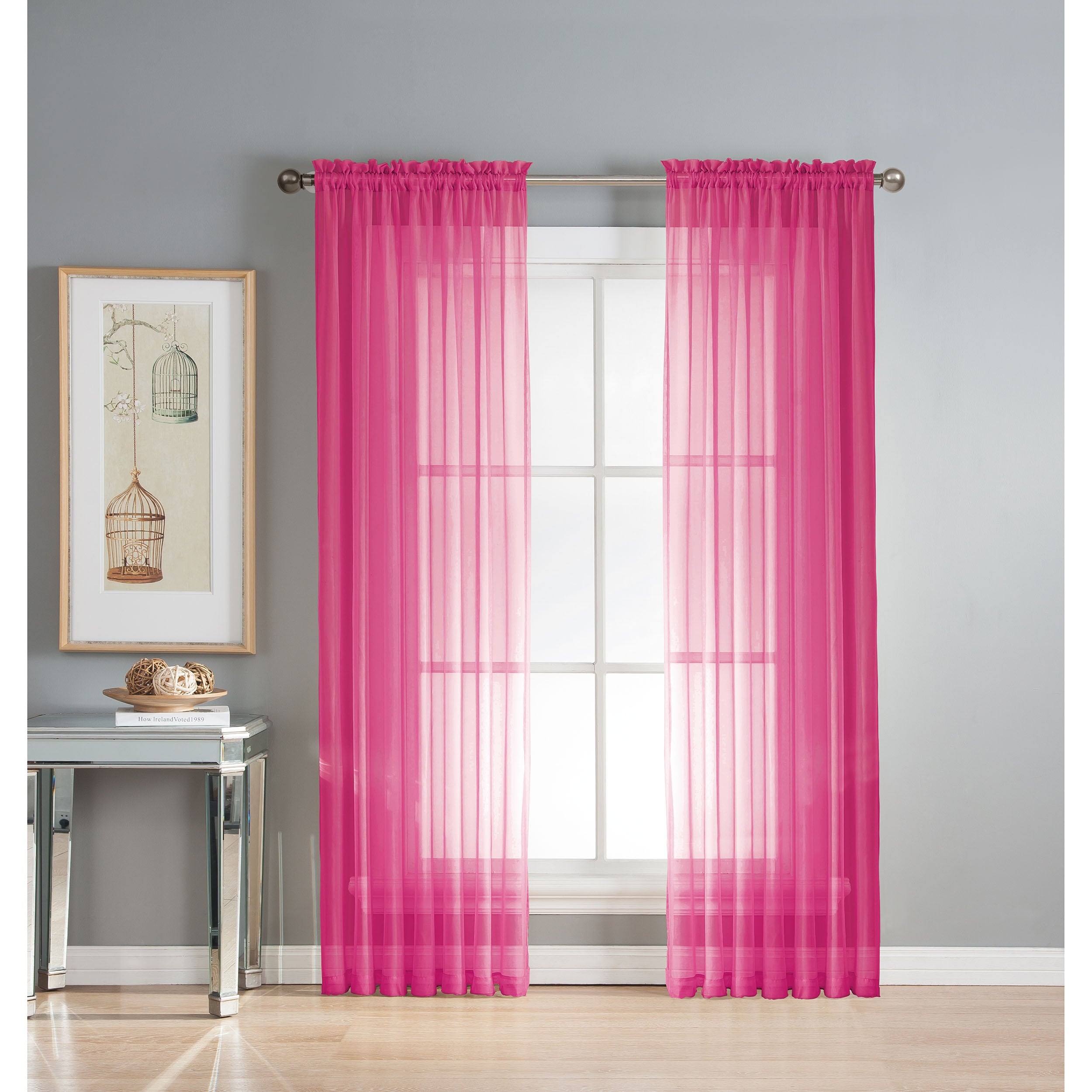 Window Elements Diamond Sheer Voile Extra Wide, 56 Inch Wide. Rod Pocket Curtain Panel