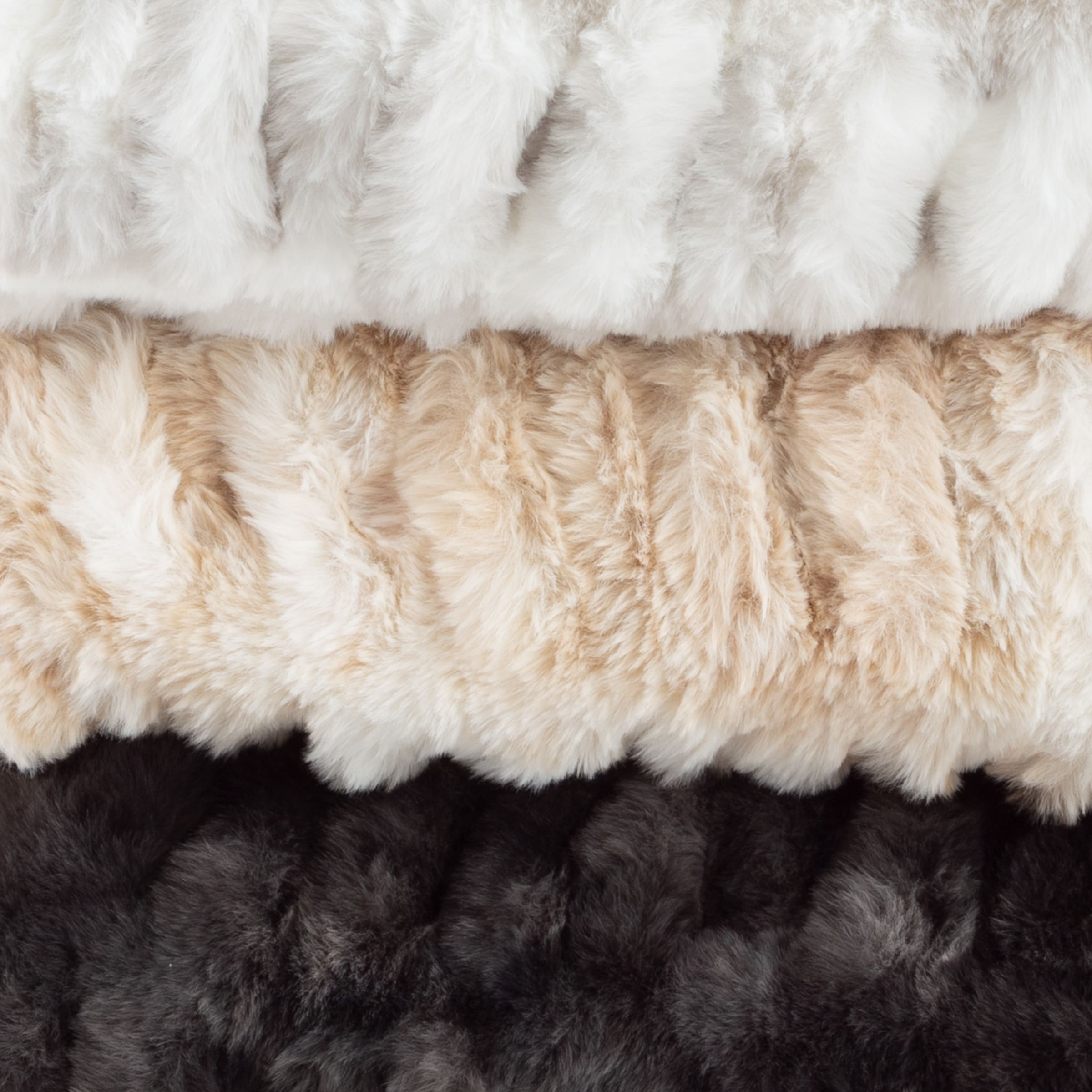 Oversized Ruched Faux Fur Blanket - 60x80-Inch Queen-Size Throw by Lavish Home