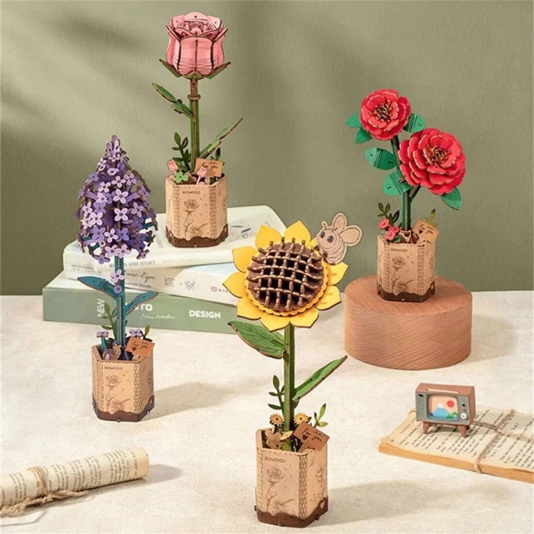 DIY 3D Wood Flower Puzzles