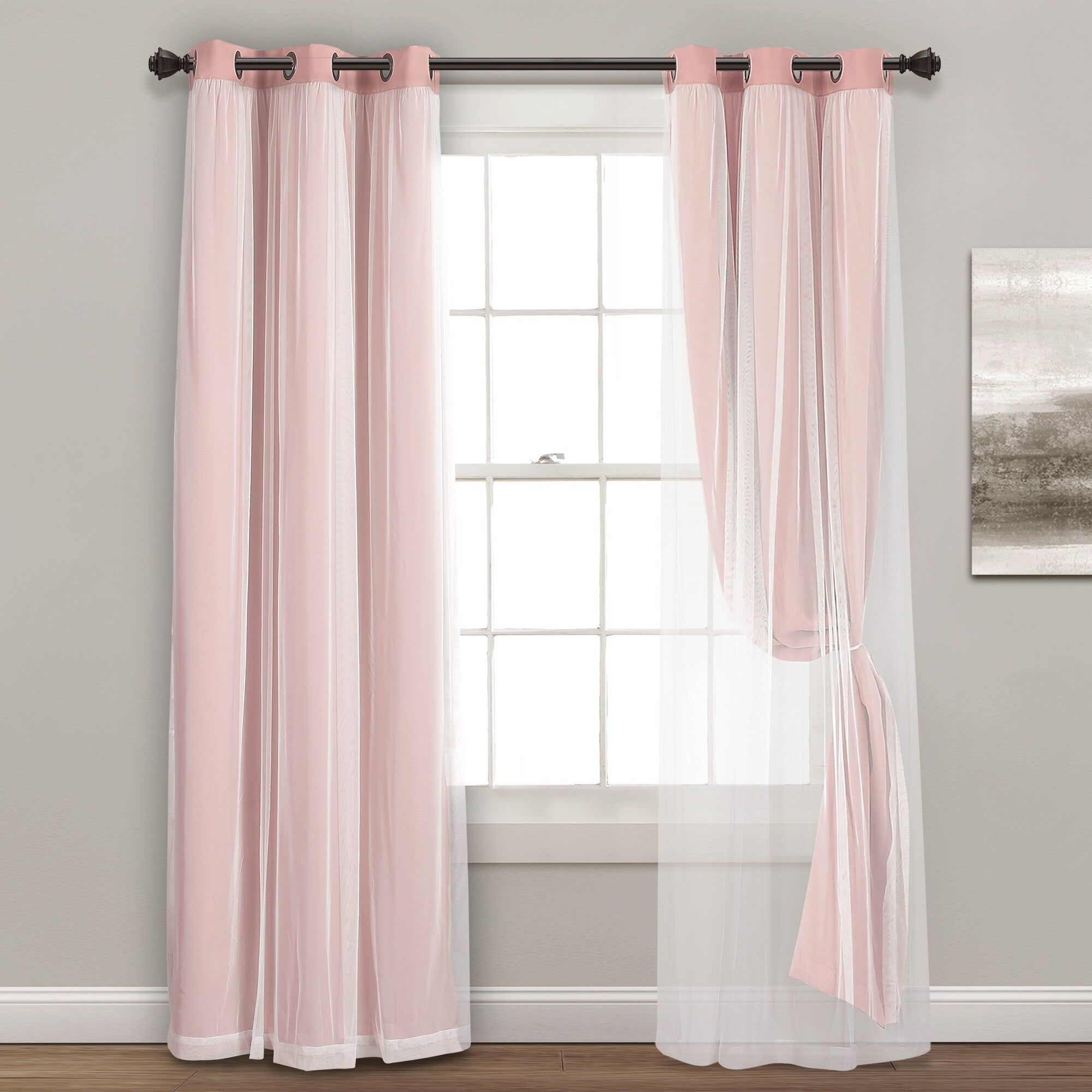 Lush Decor Grommet Sheer Panel Pair with Insulated Blackout Lining