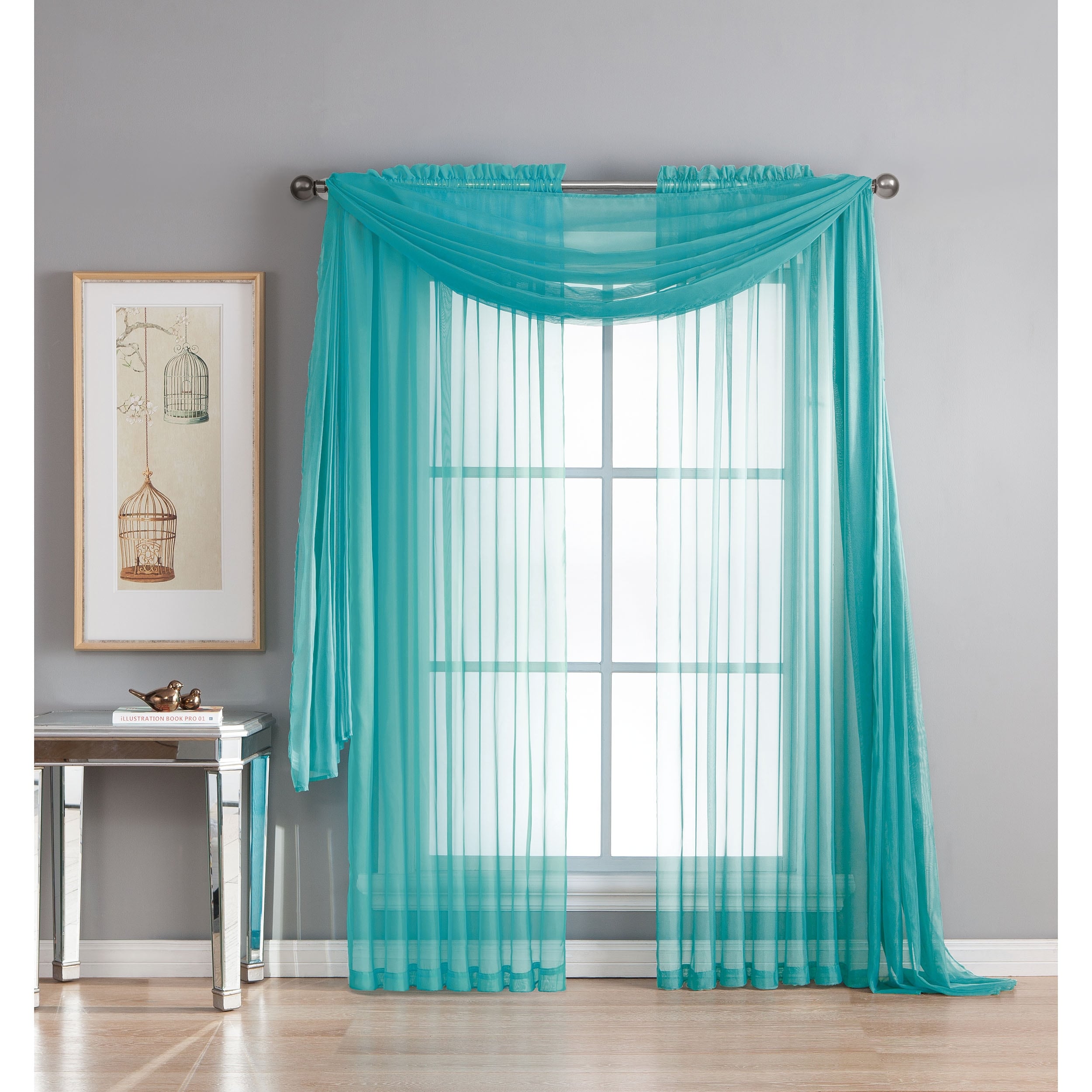 Window Elements Diamond Sheer Voile Extra Wide, 56 Inch Wide. Rod Pocket Curtain Panel