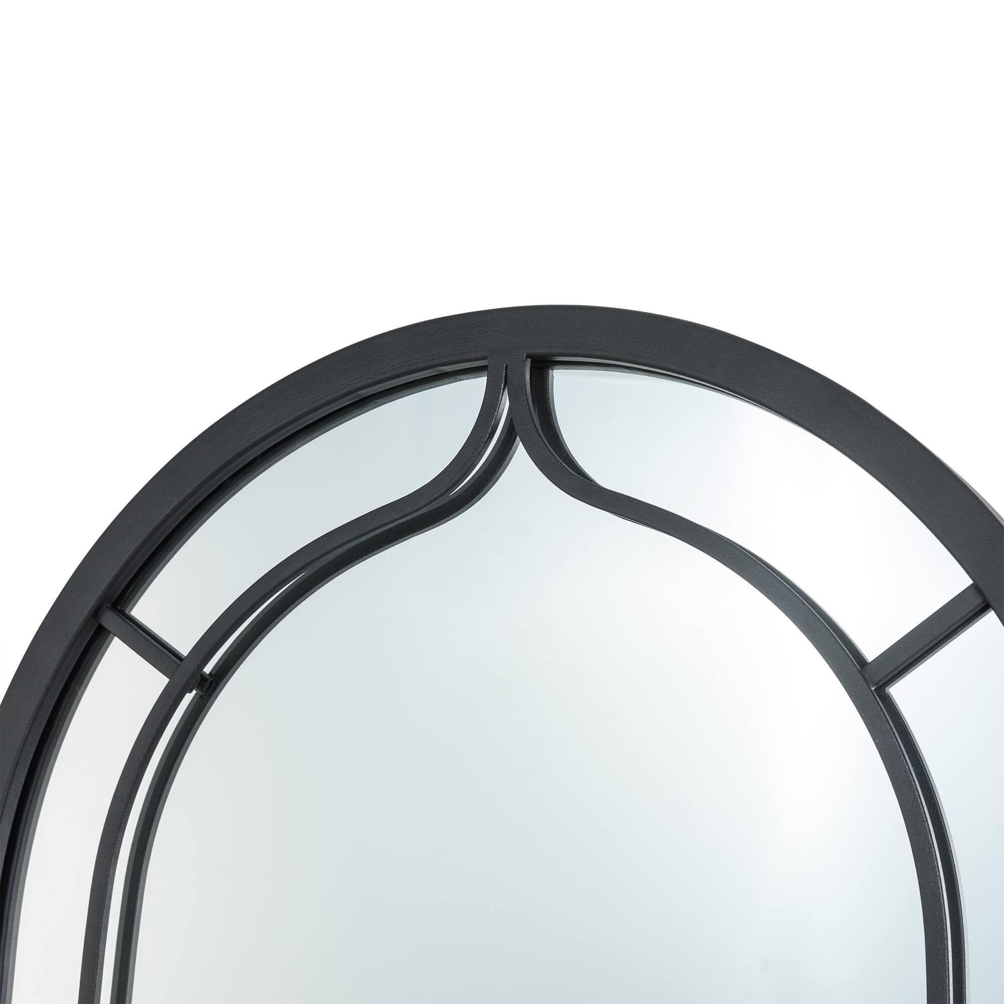 Glitzhome Modern Round/ Arched Black Metal Glass Wall Mounted Mirror Indoor Decor