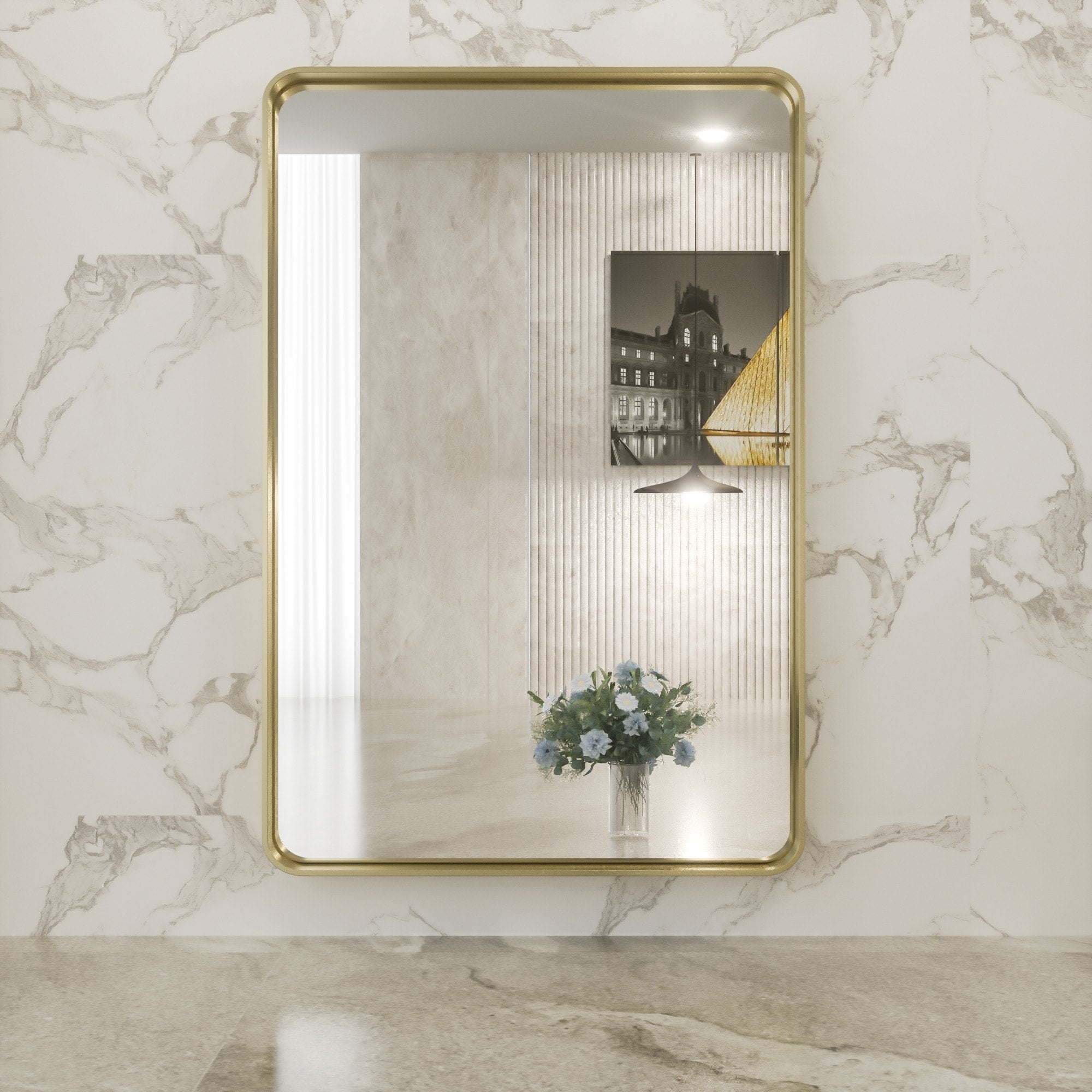 TokeShimi Modern Metal Frame Bathroom Vanity Wall Mirror