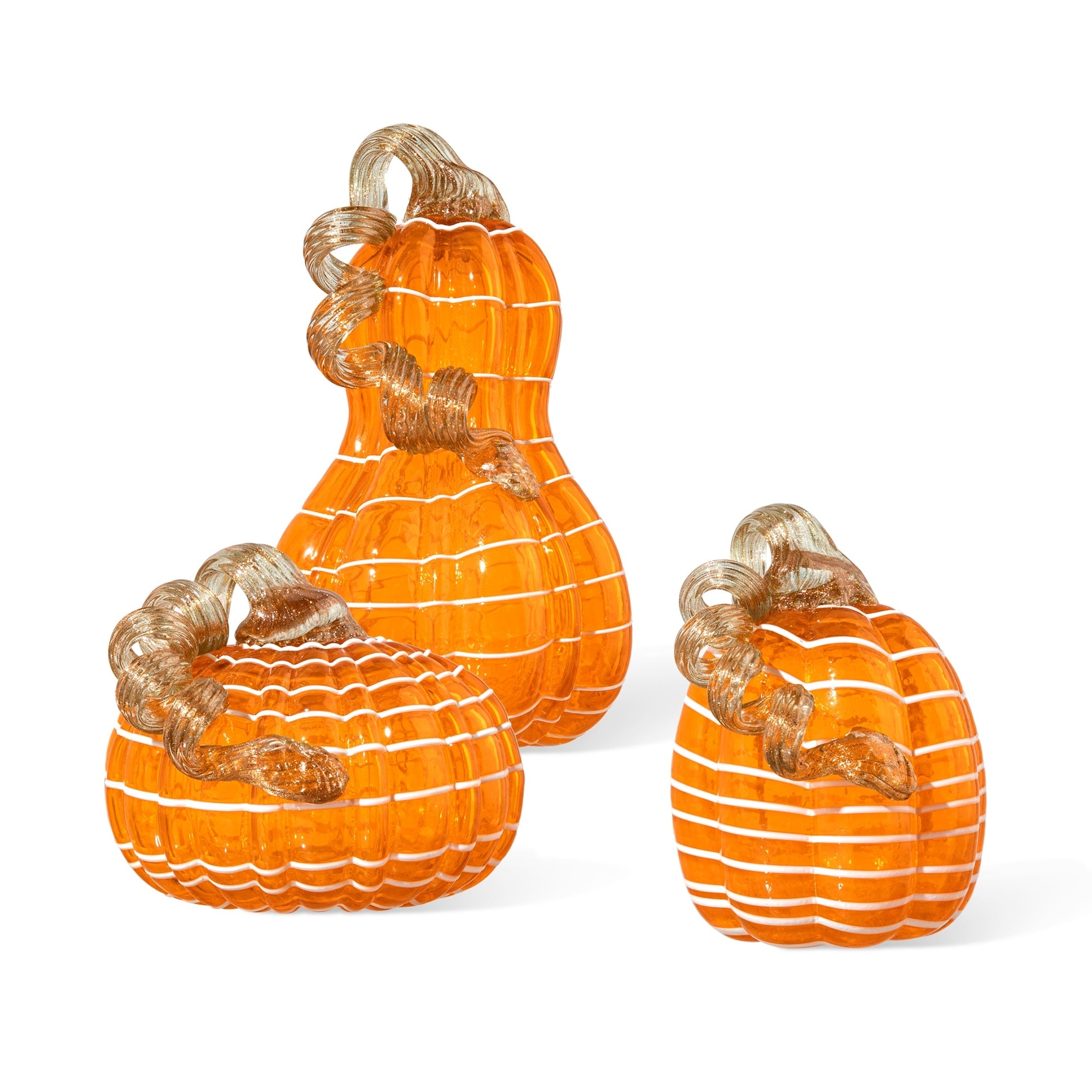 Glitzhome S/3 Thanksgiving Harvest Glass Pumpkin & Gourd Decor Christmas Centerpiece