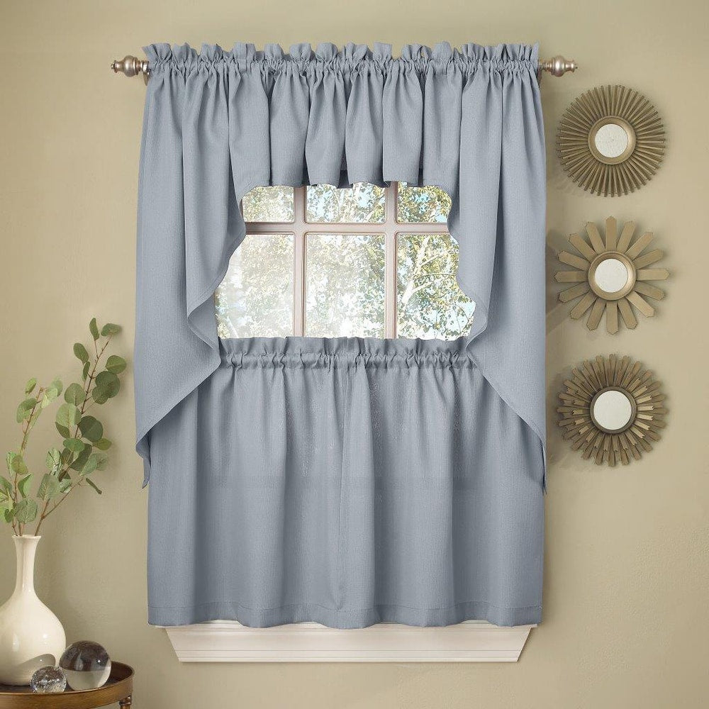 Opaque Ribcord Kitchen Curtain Pieces - Tiers/ Valances/ Swags