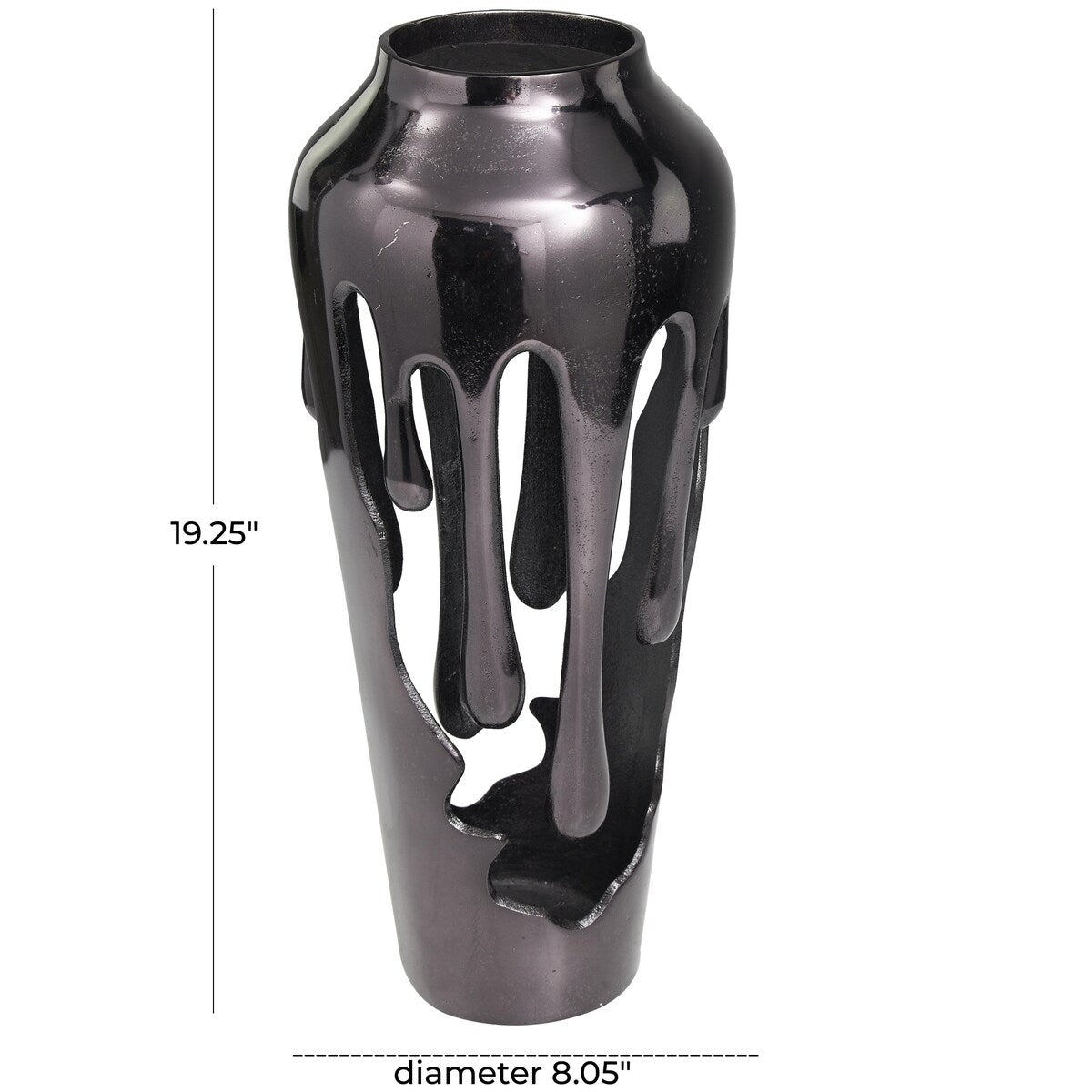 Aluminum Metal Drip Decorative Vase with Melting Designed Body - Silver, Gold or Black - Roche River Decor