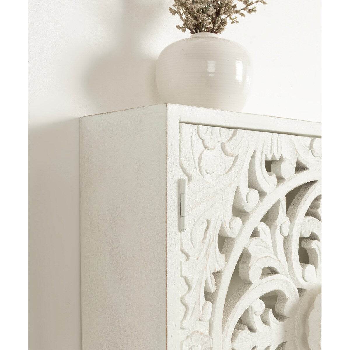 Kate and Laurel Saanvi Carved Wood Wall Cabinet - 20x20