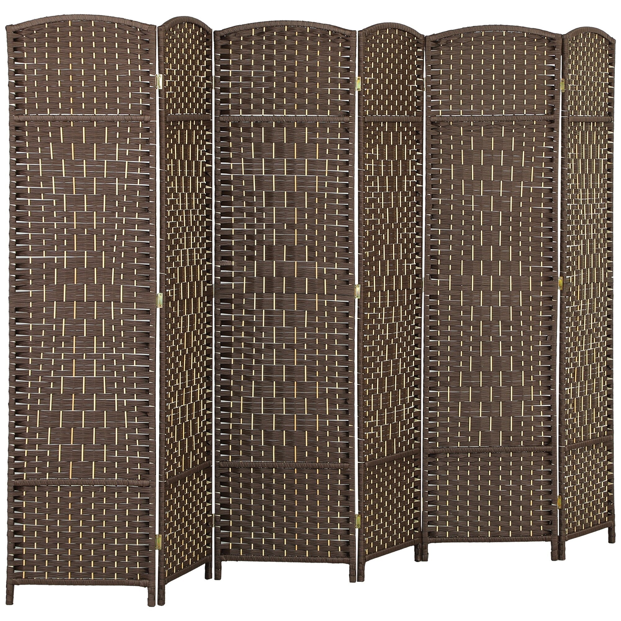 HOMCOM 6 Panel Room Divider, 6' Tall Folding Privacy Screen, Hand-Woven Freestanding Wall Partition