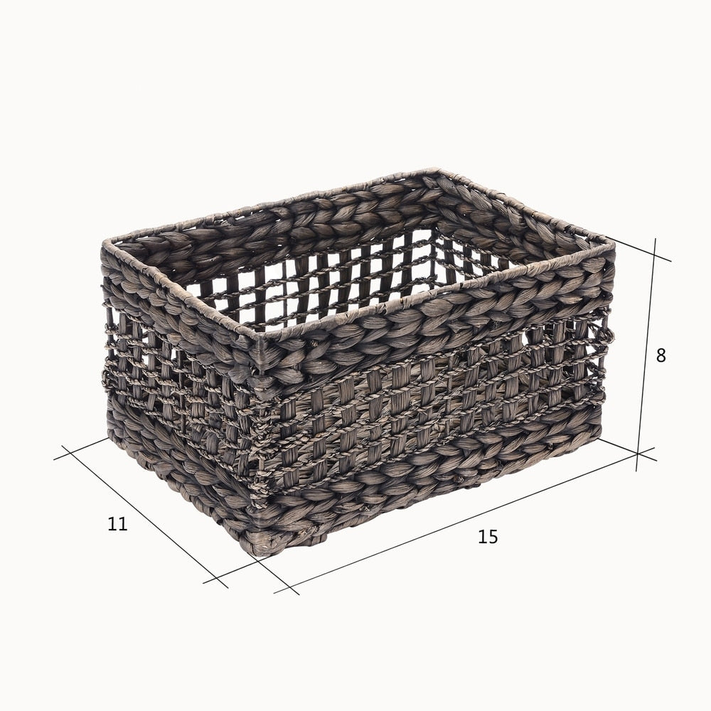 Villacera Rectangle Hand Weaved Wicker Baskets Natural Seagrass Bins Set of 2