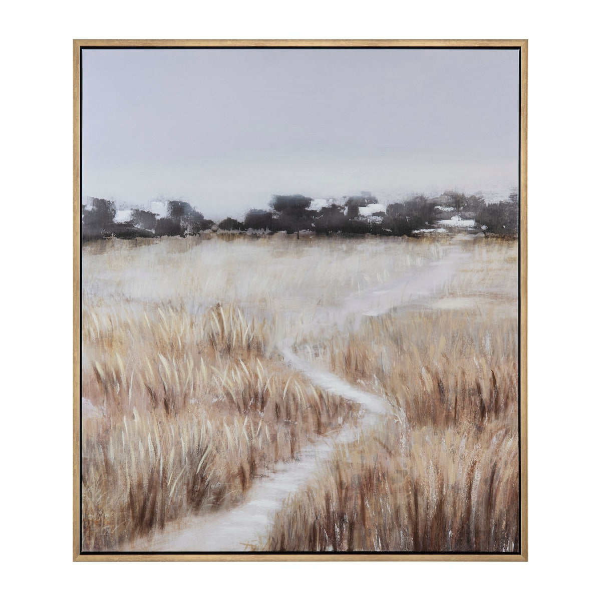 The Lost Trail Canvas Wall Art with Gold Frame - Brown