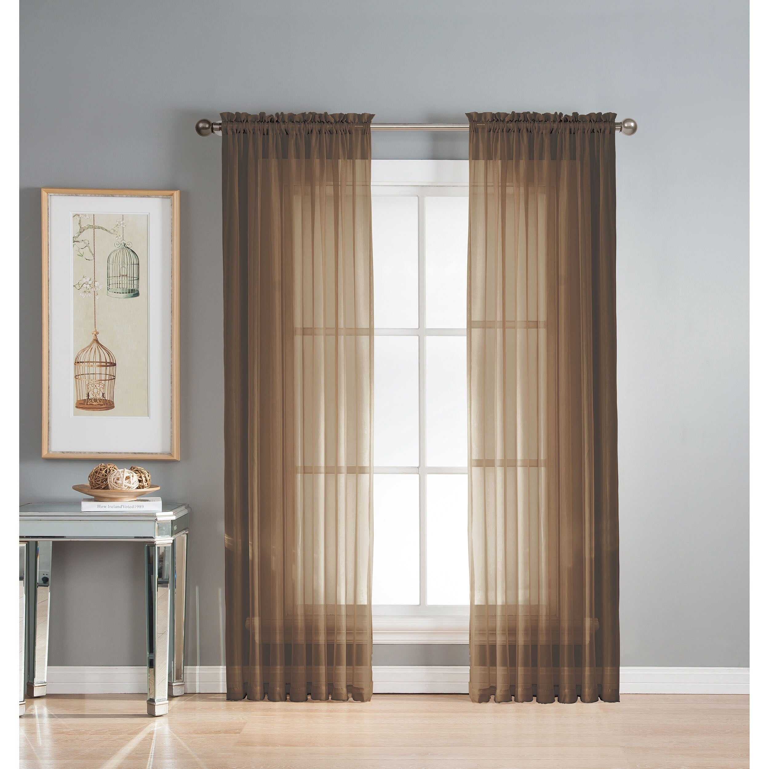 Window Elements Diamond Sheer Voile Extra Wide, 56 Inch Wide. Rod Pocket Curtain Panel